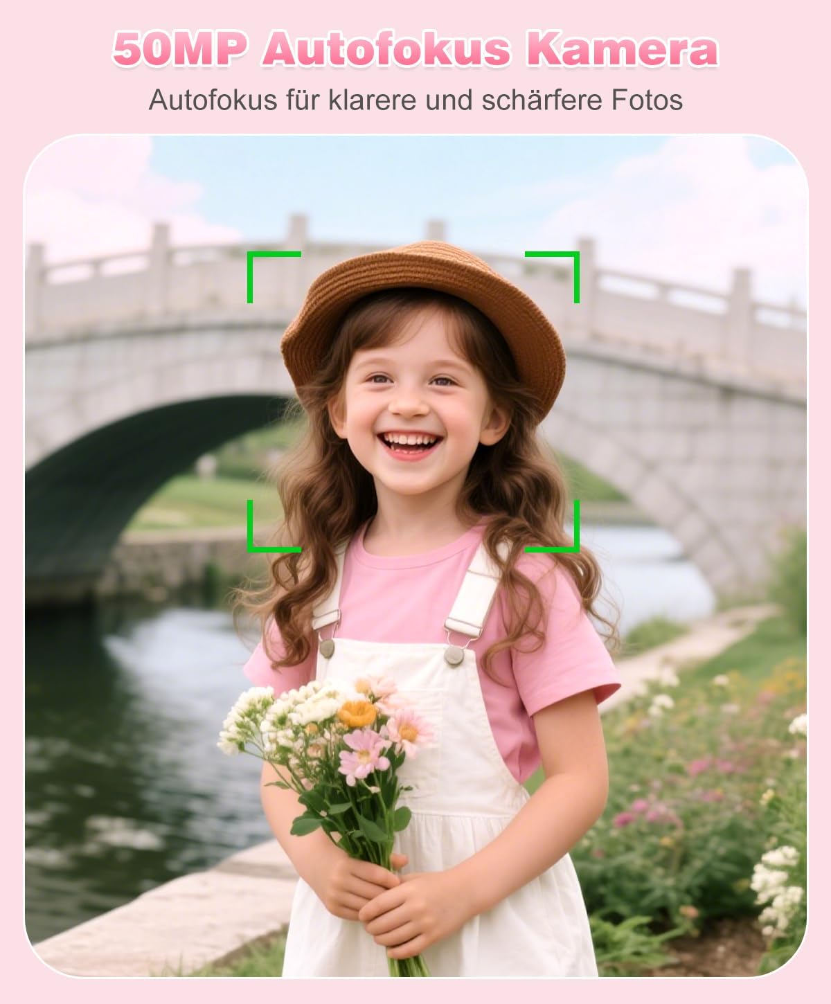 Thumbnail 2 de Digitalkamera 50MP mit 1080P Video, 16× Digitalzoom und 2,4" Bildschirm (Rosa) – Mini-Kompaktkamera für Kinder & Teenager