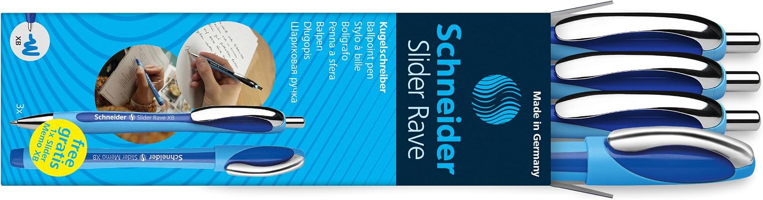 Detalle 2 de Schneider 132574 Slider Rave XB en Slider Memo XB-balpennen, 3+1, blauw