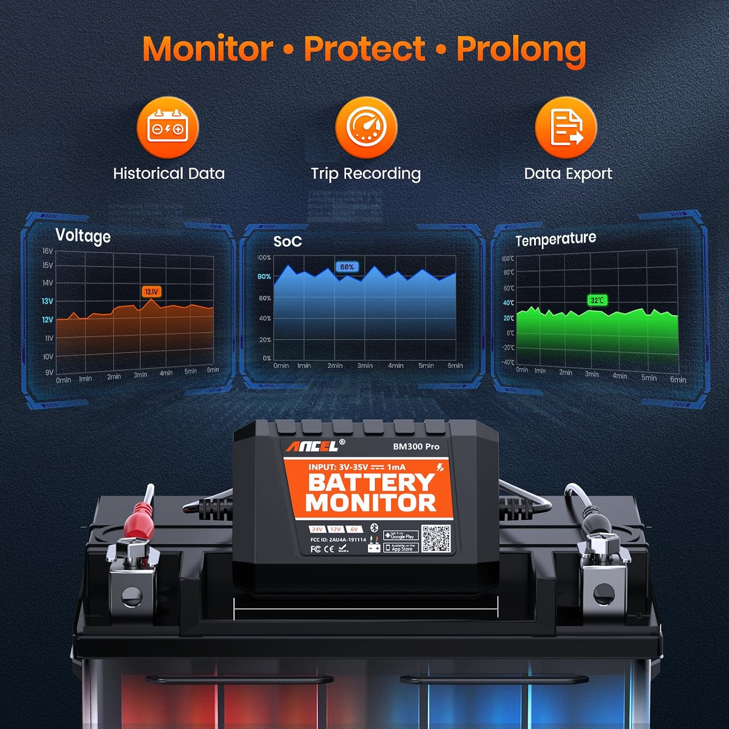 Thumbnail 5 de ANCEL BM300 Pro Battery Monitor 6V/12V/24V