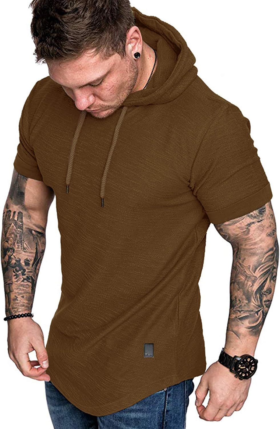 Detalle de Lexiart Men’s Fashion Athletic Hoodie (Cotton-Blend Fleece Pullover) — Solid Color