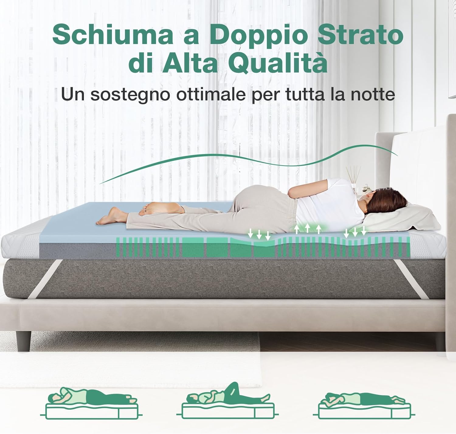 Thumbnail 4 de Novilla Topper 140x200: topper in memory foam e schiuma di supporto 5 cm + rivestimento sfoderabile