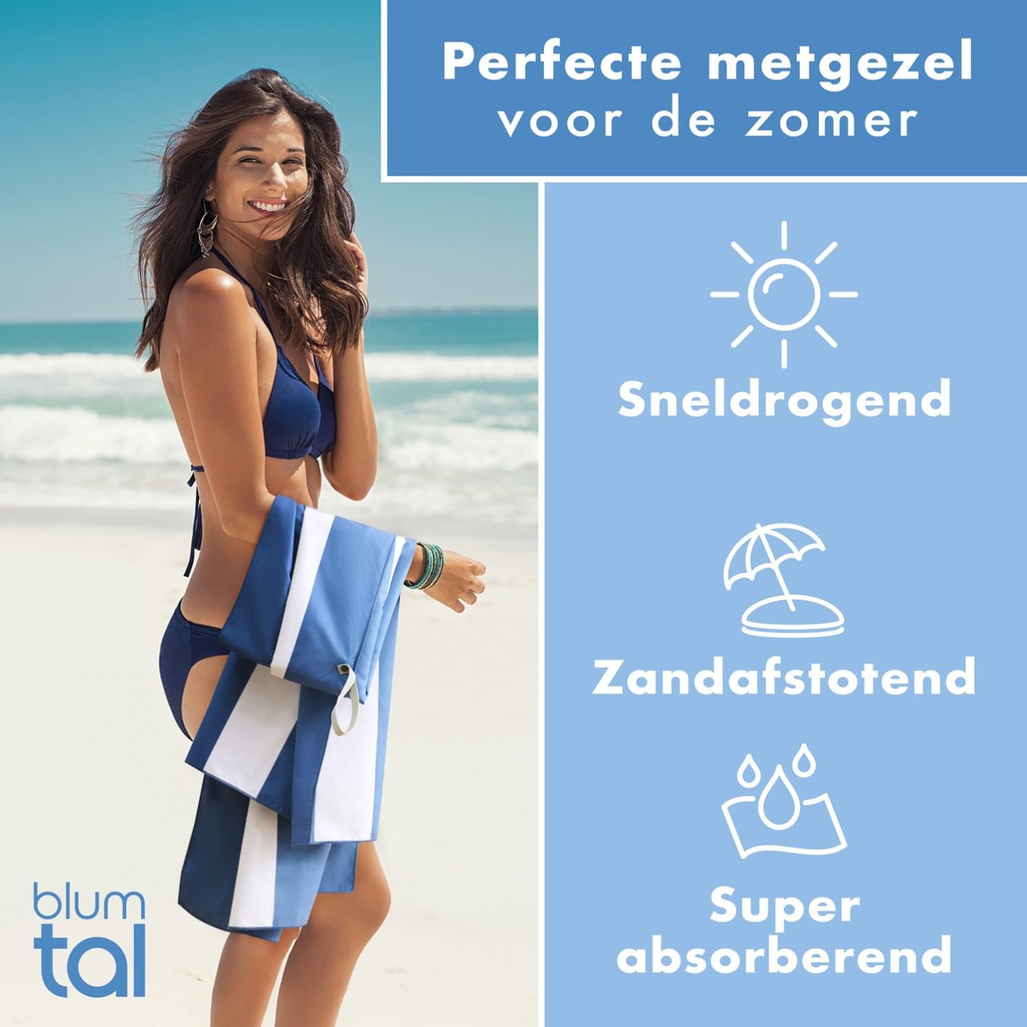 Thumbnail 3 de Blumtal EB0215 BE strandlaken 90 x 180 cm van microvezel, compact en sneldrogend
