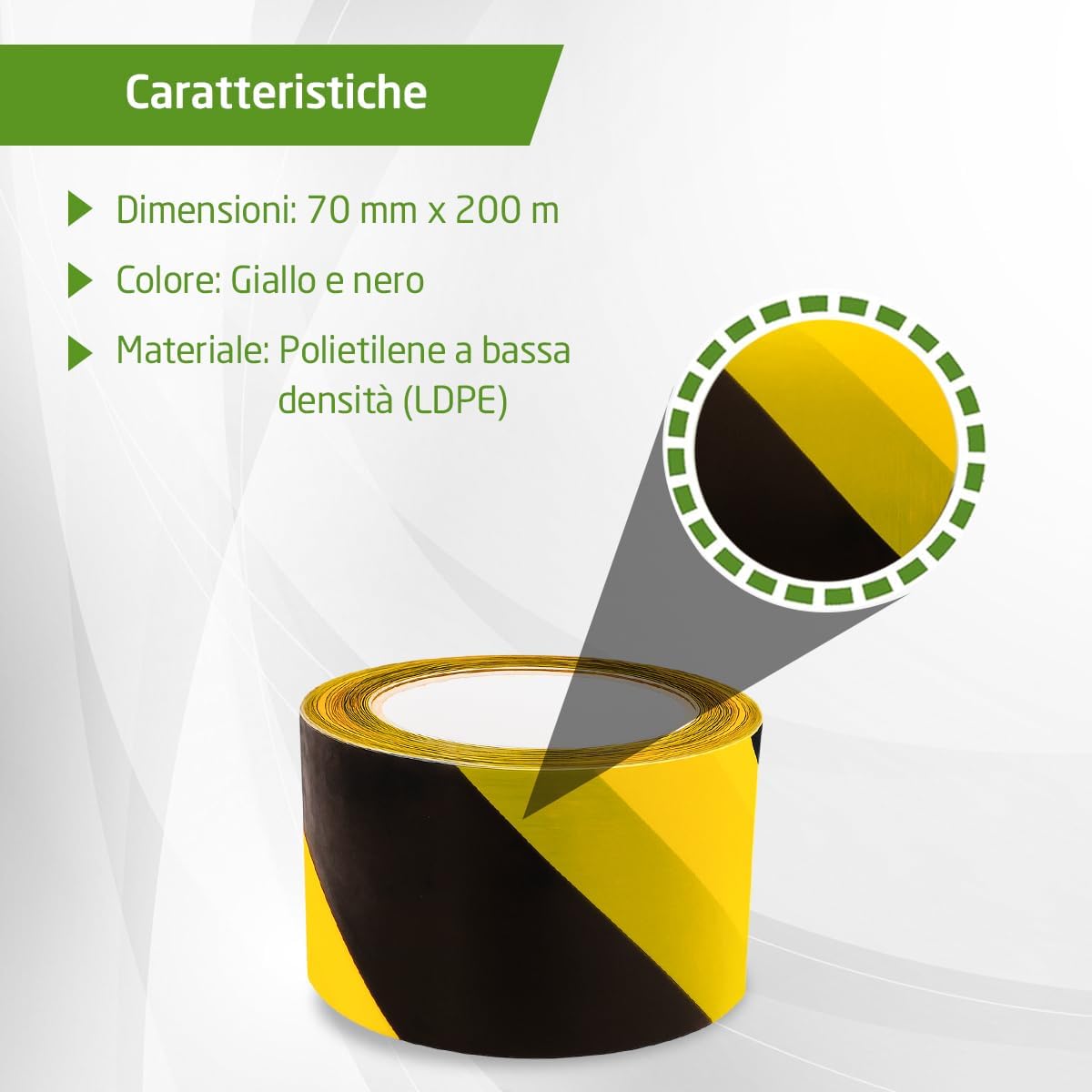 Thumbnail 2 de Amig – Nastro segnaletico non adesivo 70 mm x 200 m (Giallo e Nero) per segnalare e avvertire di pericolo