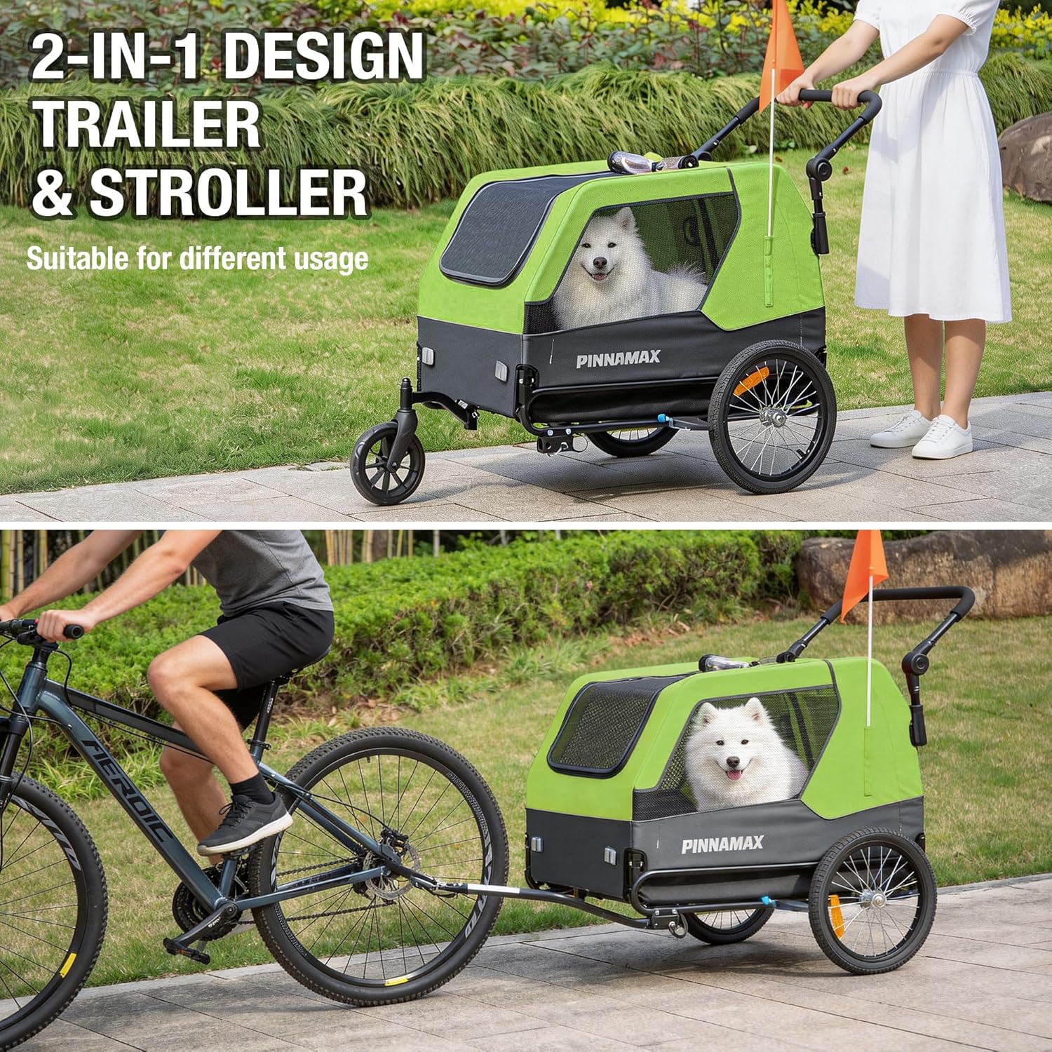 Thumbnail 1 de PINNAMAX Hundeanhänger für Fahrräder – 2-in-1 Haustierbuggy, bis 45 kg, universelle Fahrradkupplung
