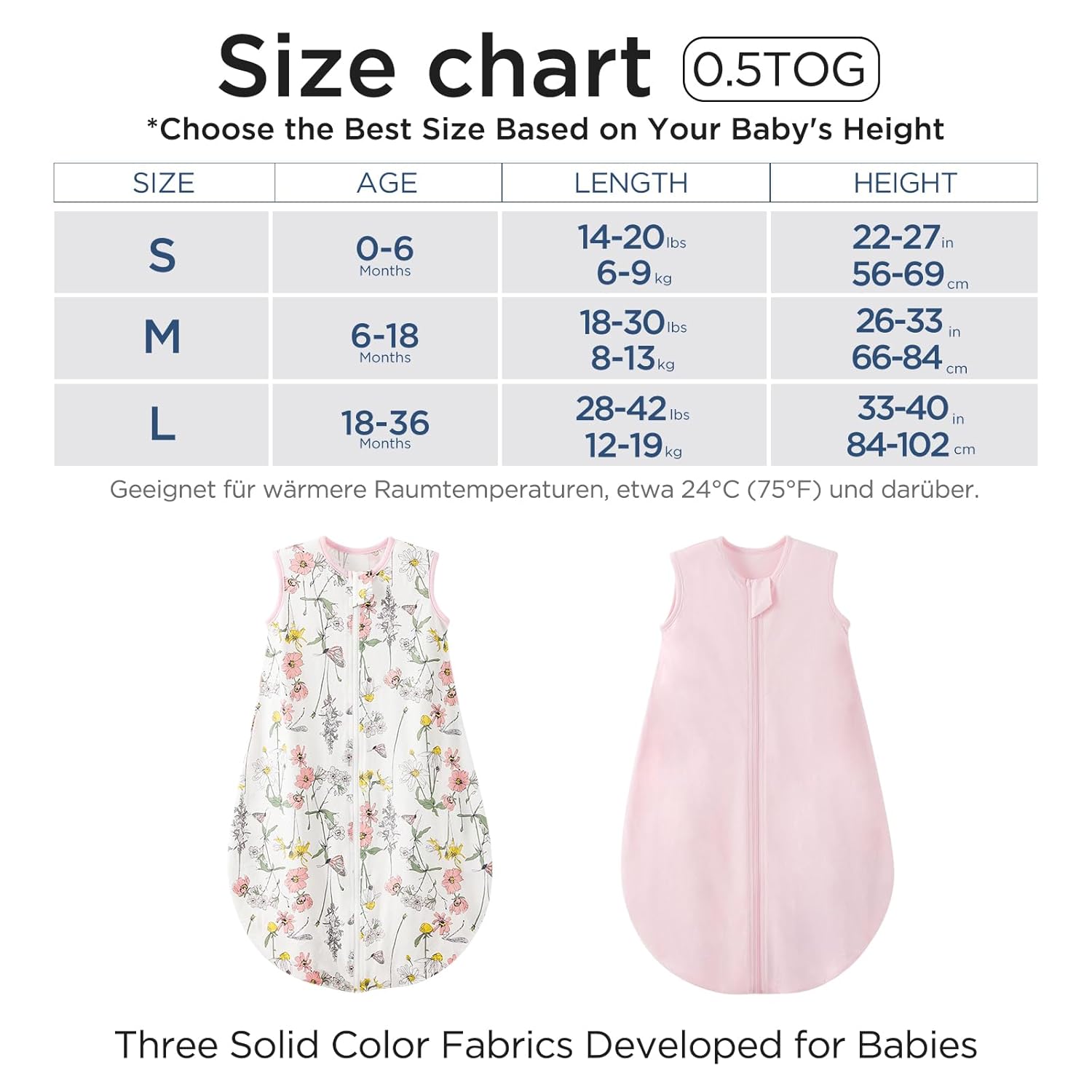 Thumbnail 3 de Duomiaomiao 2er Pack Baby-Schlafsäcke (0,5 Tog) aus Baumwolle – Ganzjahres-Set für Jungen, 6 Monate bis 3 Jahre