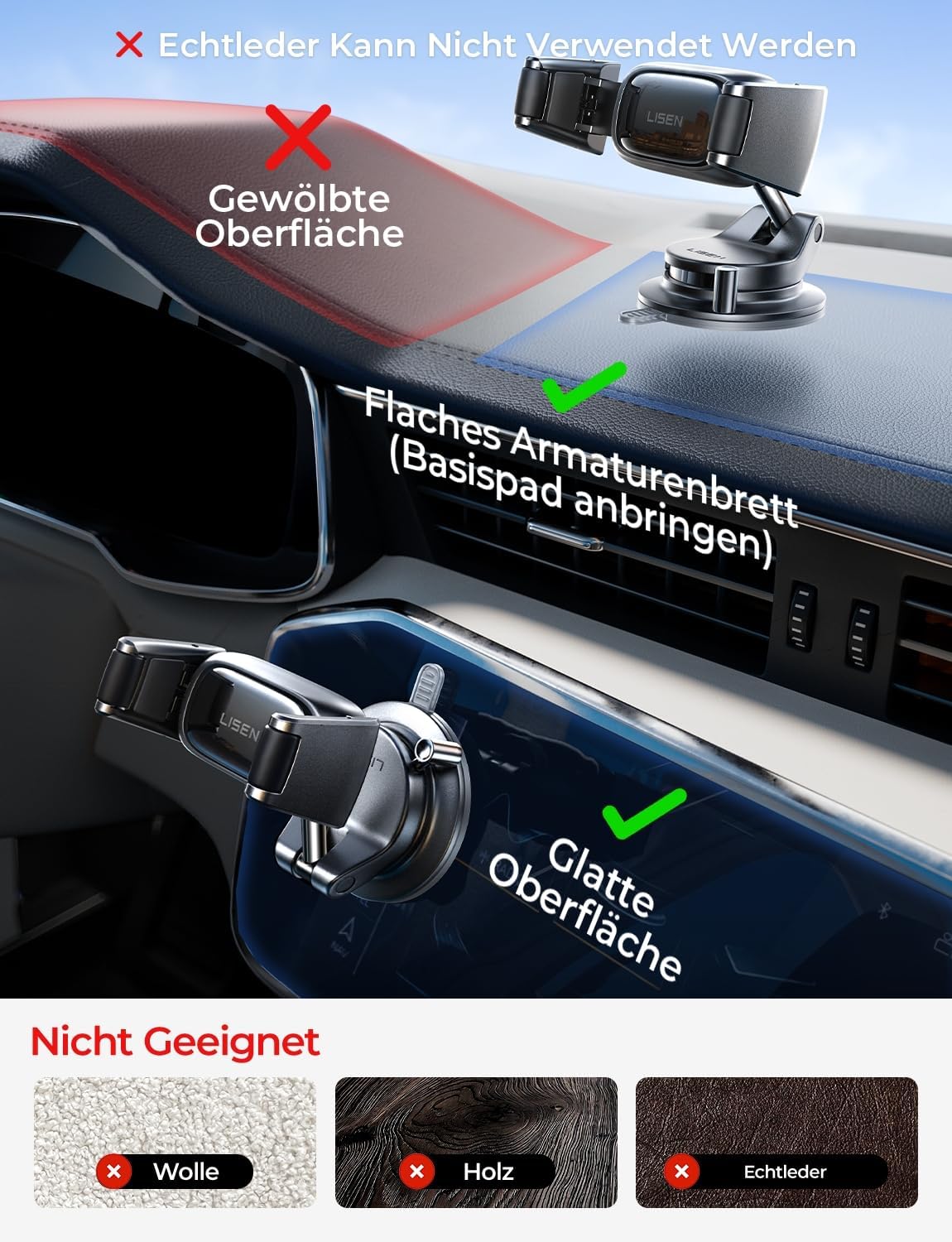 Thumbnail 6 de LISEN Snapmount Handy Halterung Auto – Selbstanpassende Vakuum-Halterung mit 360° Drehung