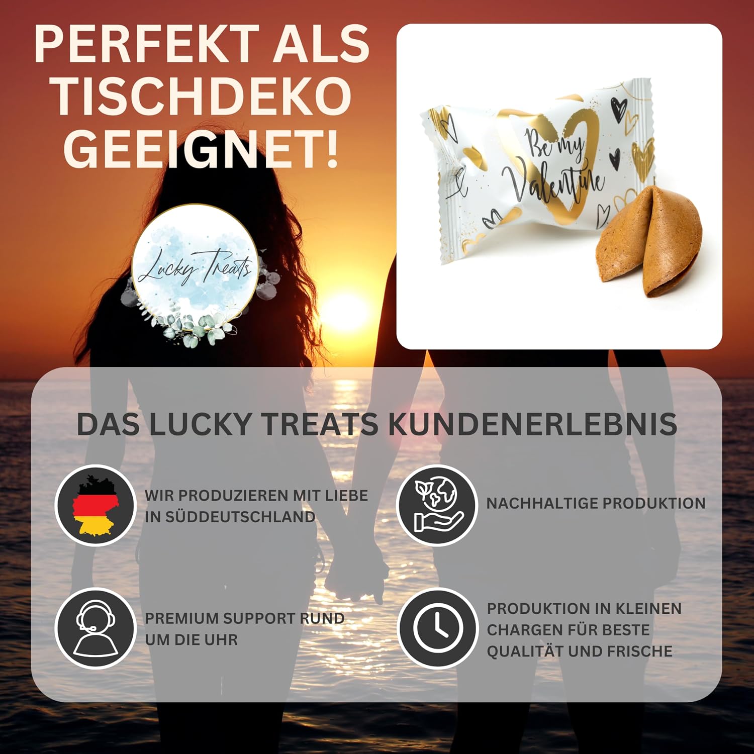Thumbnail 6 de Lucky Treats Valentinstag Glückskekse Kakao-Vanille – Be my Valentine | 25 Stück