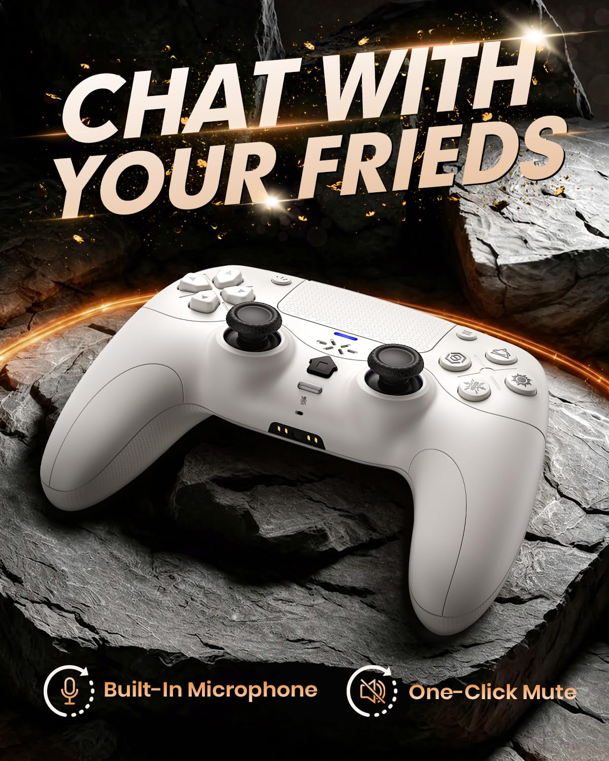 Detalle de Gamrombo Wireless Controller für PS5/PC – Dynamische Trigger, HD-Vibration und 2000 mAh Akku