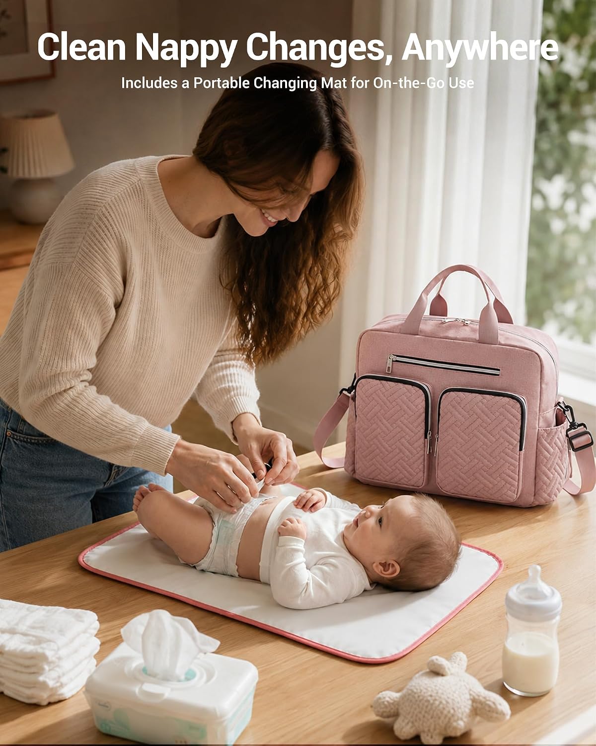 Detalle de Kono Baby Changing Bag: Multifunction Nappy Bags with Changing Mat and Insulated Pockets