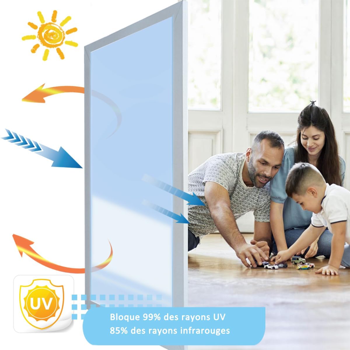Thumbnail 2 de Film miroir HOMTOL pour fenêtre 110x400 cm – confidentialité jour/nuit et protection UV