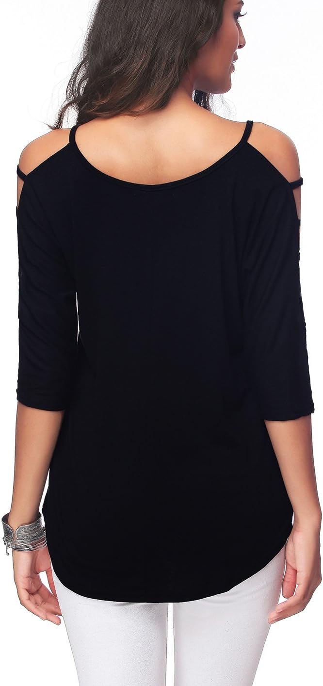 Detalle de Jar of Love Women's Double Cold-Shoulder Knit Top (3/4 Sleeve)
