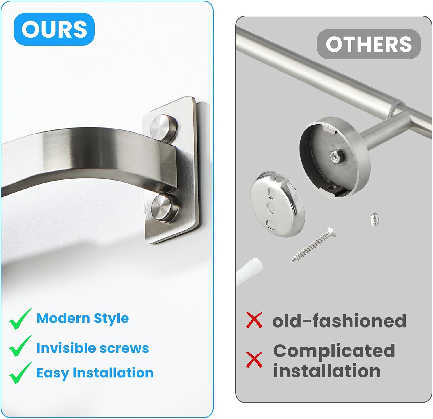 Detalle de Mooche Brushed Towel Rail Wall Mounted, 40cm