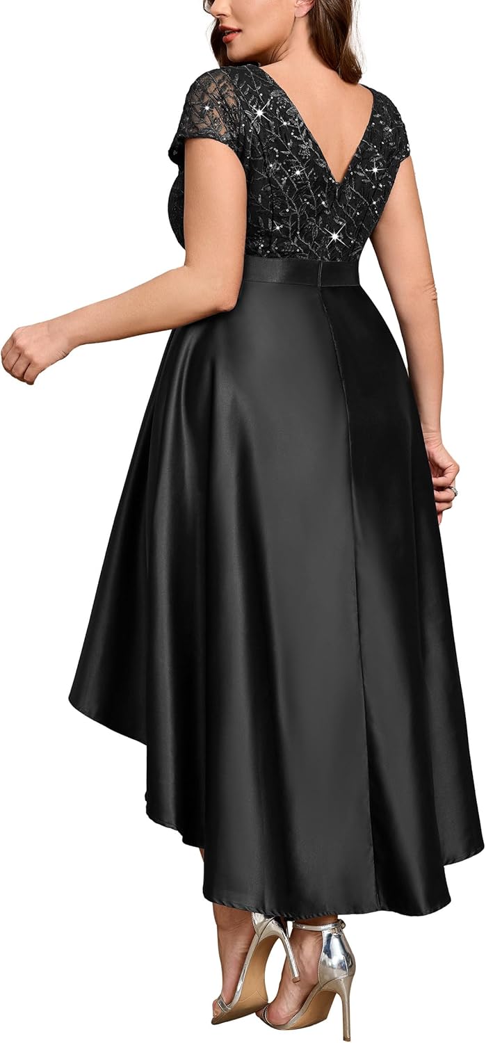 Thumbnail 1 de MISSMAY Women's Plus Size Vintage Double V-Neck Embroidery Sequin Dress for Wedding Guest & Evening Occasions