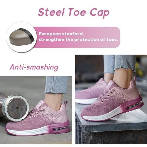 Detalle de Bawalon Chaussures de sécurité légères pour hommes et femmes – embout en acier, respirantes et confortables