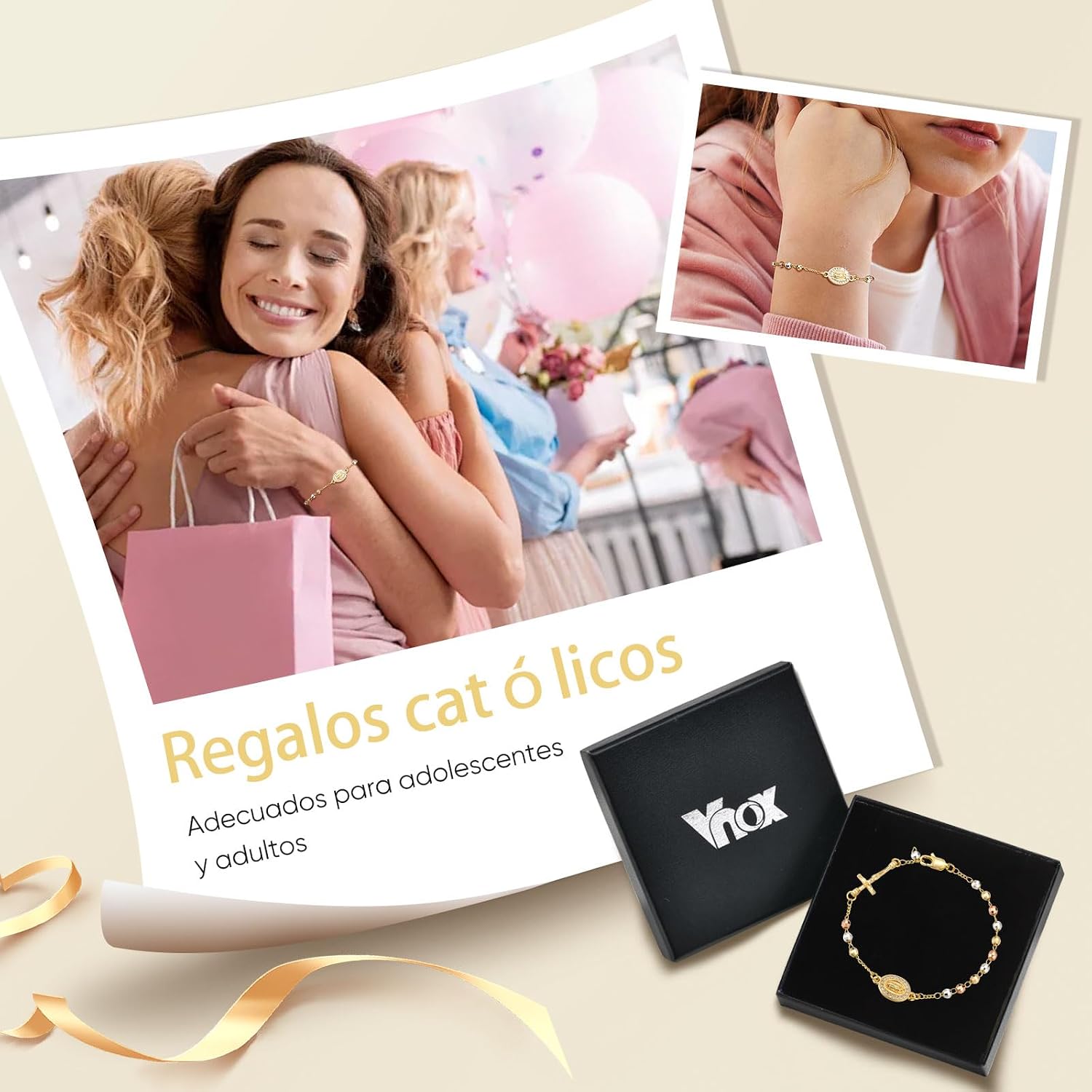 Thumbnail 6 de VNOX Rosenkranz Armband Damen – Katholisch, Maria Anhänger, Kreuz Glaubensschmuck, religiöser Armreif