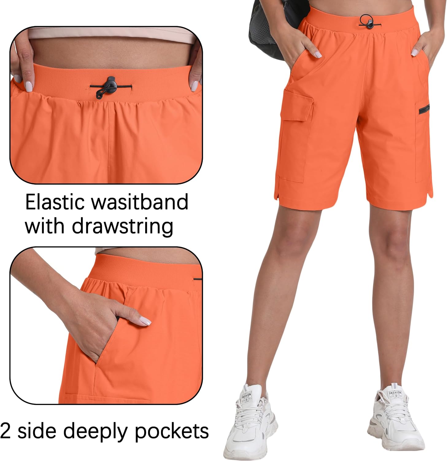 Detalle 1 de zsenoxaxi Women's Hiking Cargo Shorts, Lightweight Quick-Dry, 4 Pockets