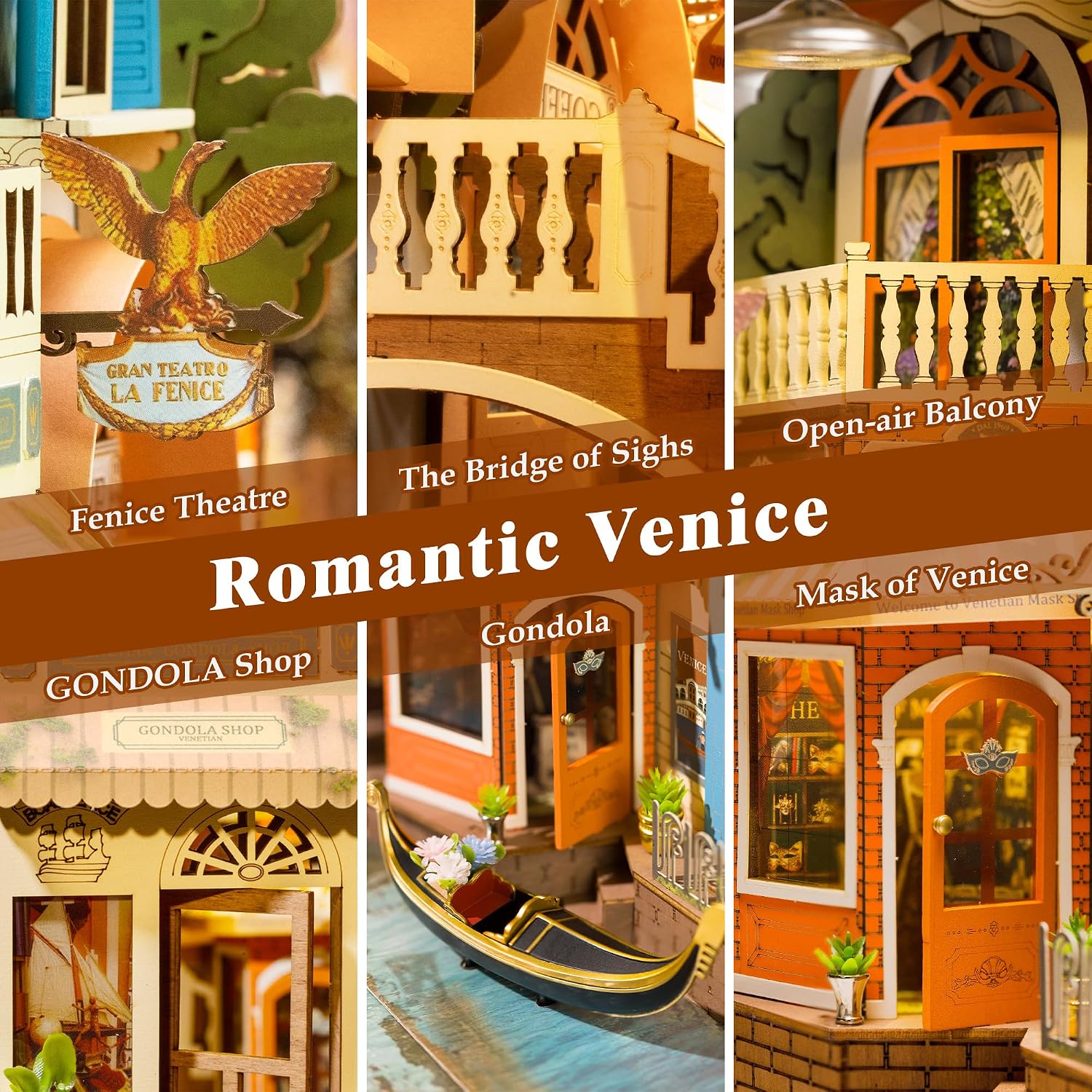 Detalle de Rolife Book Nook Venise romantique