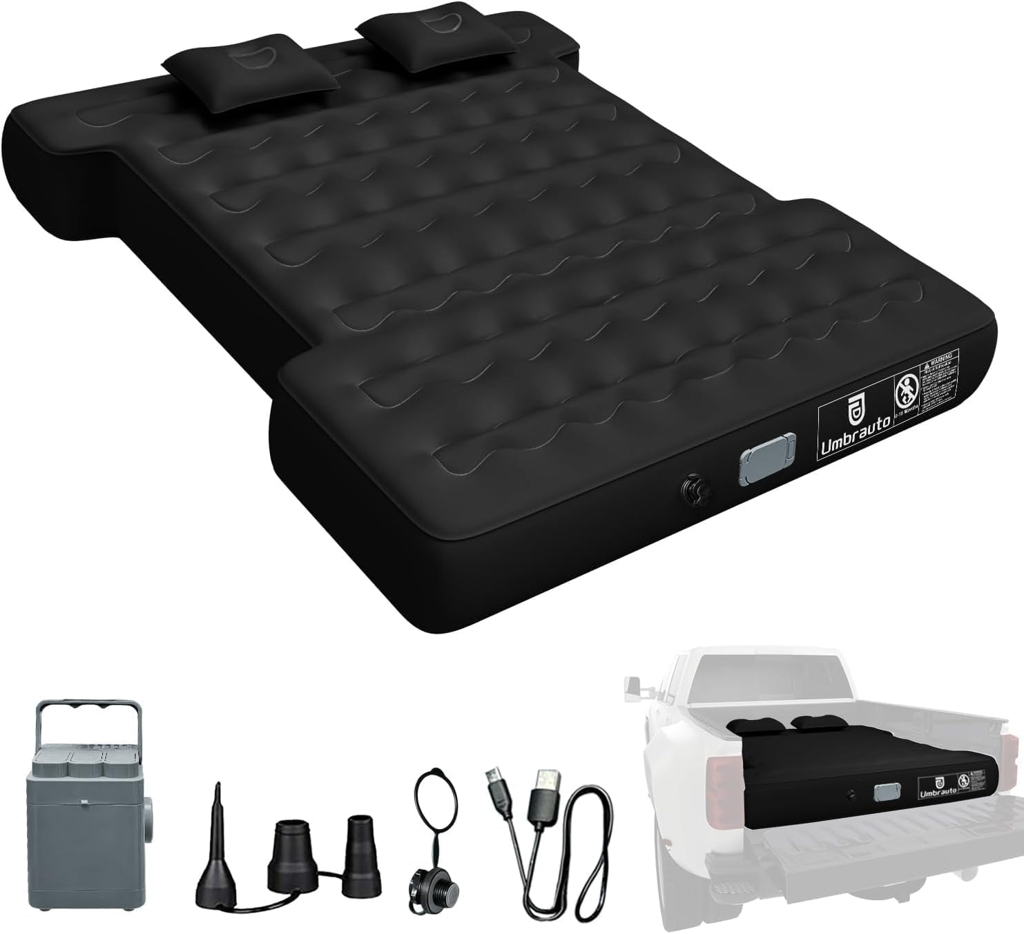 Detalle de Umbrauto AIR-2-5PICKUP-BKB Truck Bed Air Mattress, Built-In Pump, 5.5–5.8 ft