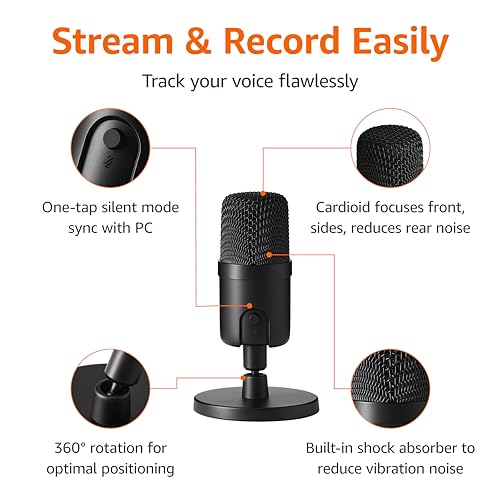 Detalle de Amazon Basics Condenser USB Microphone for PC (Cardioid) with 360° Stand
