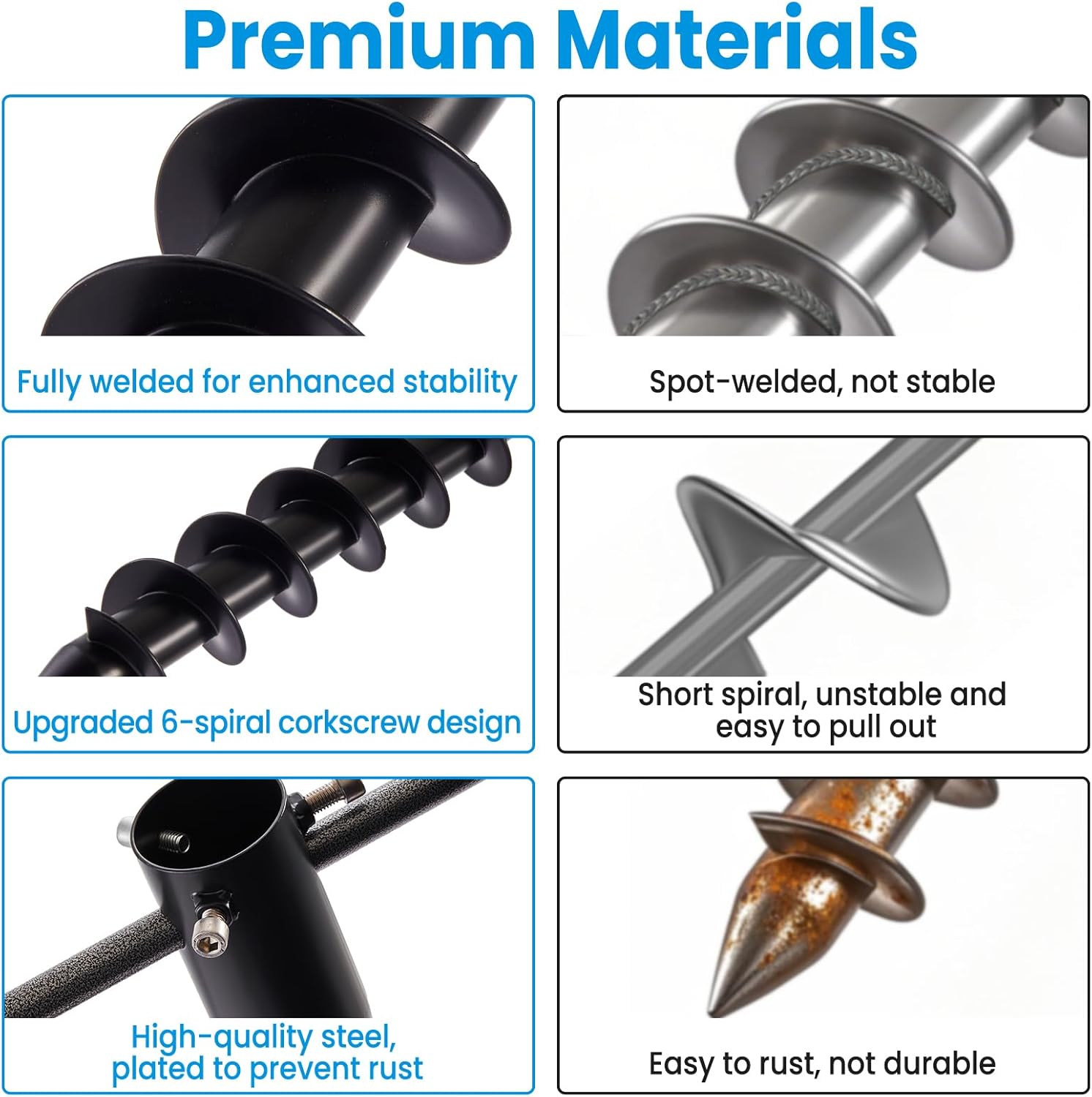 Thumbnail 3 de CJYMMFAN Heavy-Duty Parasol Anchor & Rotary Washing Line Spike (6-Spiral Corkscrew Base)