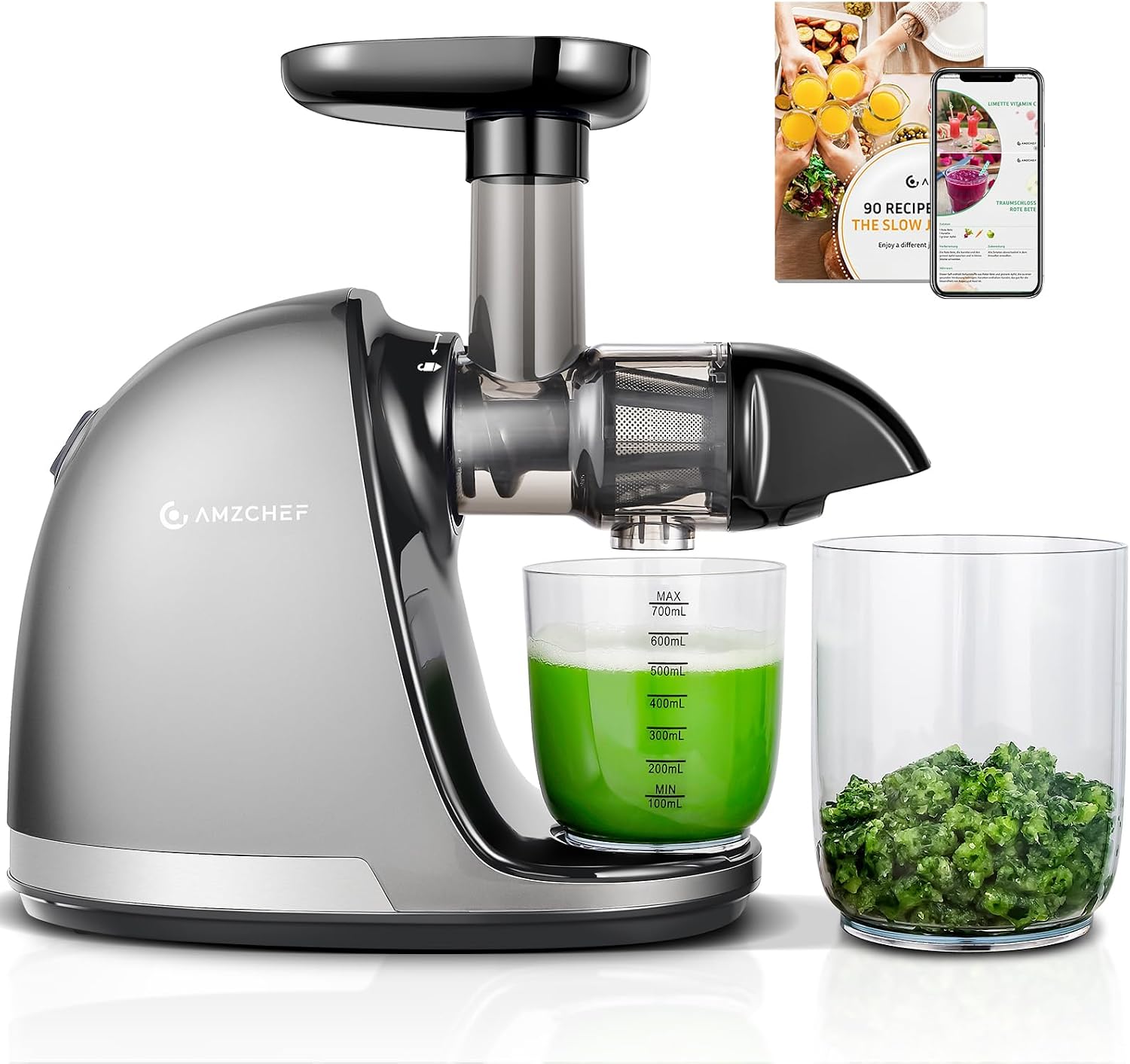 Detalle de AMZCHEF Licuadora prensado en frío 110 rpm