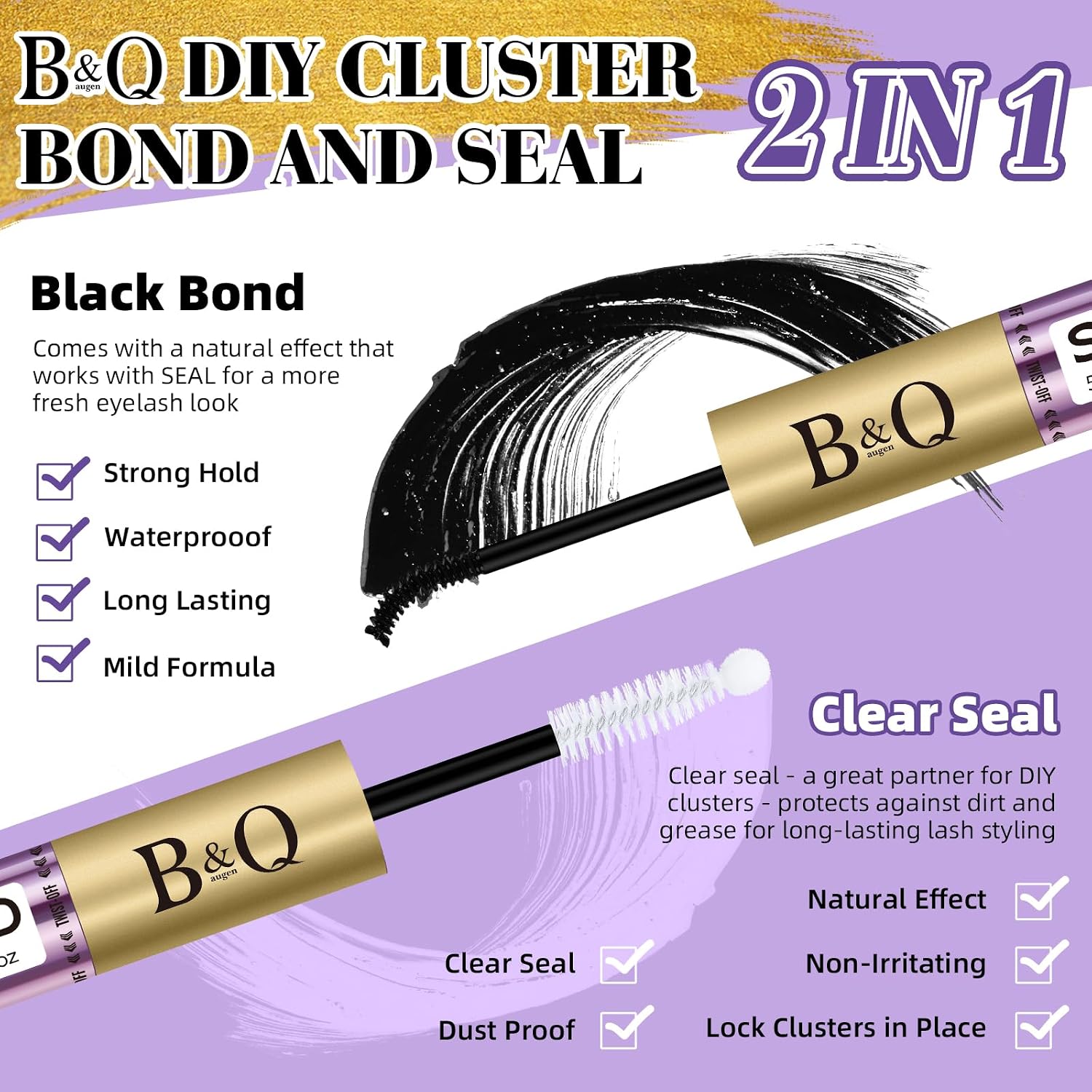 Detalle 2 de B&Q Lash Cluster Glue 10ML: Bond & Seal for Waterproof Lash Clusters