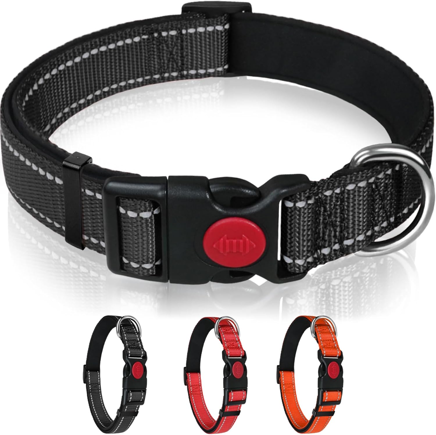 Thumbnail 6 de Reflective Padded Neoprene Dog Collar with Quick Release Buckle (Orange, L)