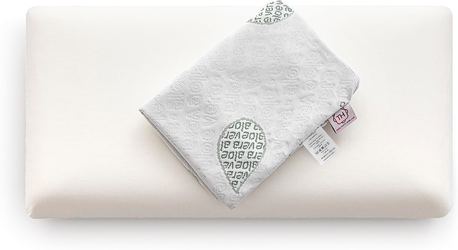 Thumbnail 2 de Textilhome set di 2 cuscini cervicali in memory foam 70 cm con rivestimento in tessuto all’Aloe Vera e nucleo in visco puro