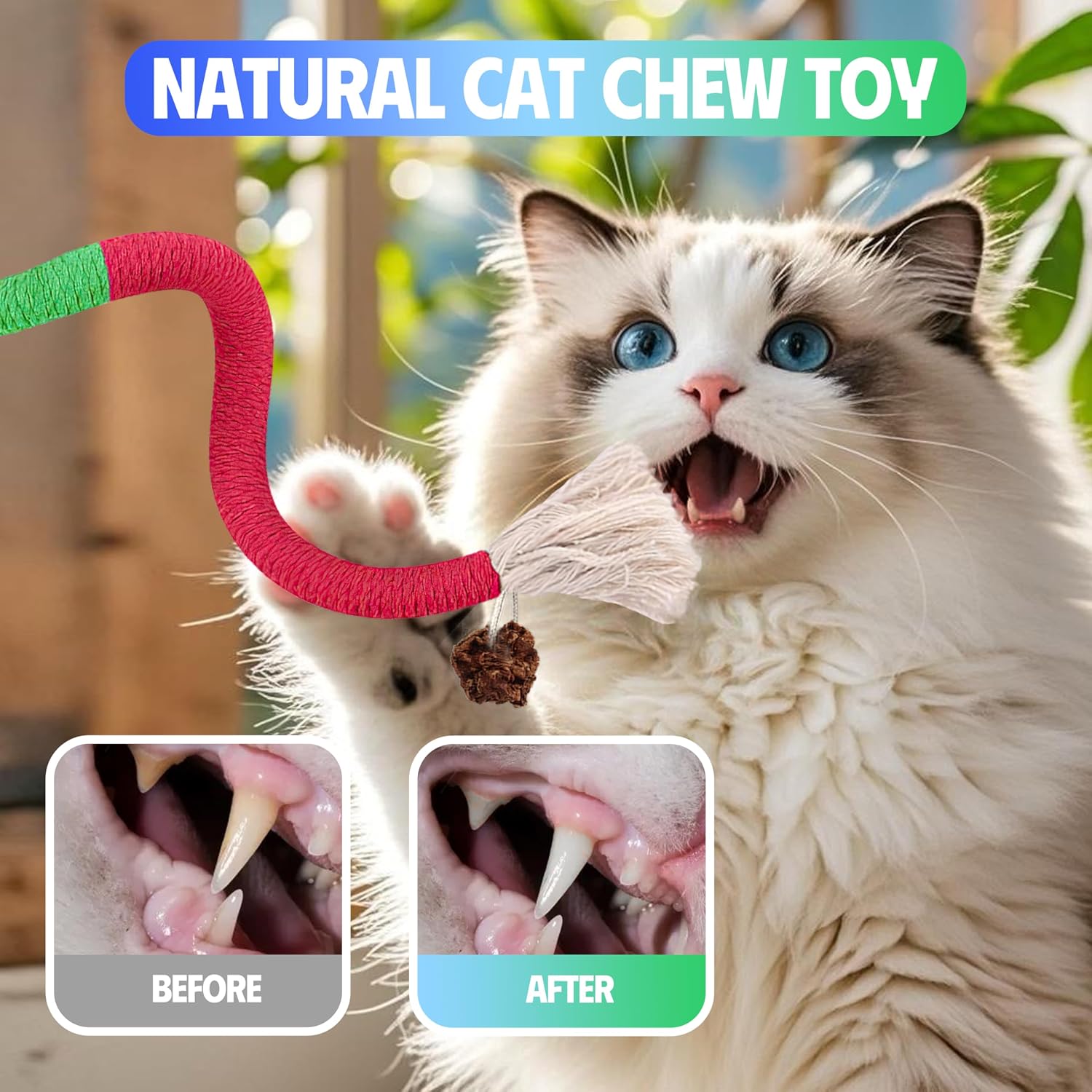 Detalle de GBSYU GBSYU Cat Chew Toys, Silvervine Sticks and Sisal-Cotton Ropes