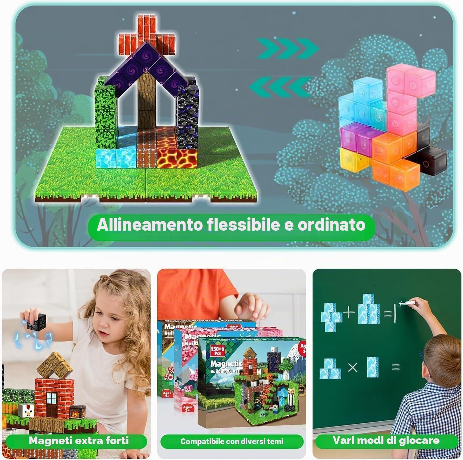Thumbnail 6 de GraceDuck Costruzioni Magnetiche 150 Pezzi – Set Foresta e Miniera, 3+ Anni