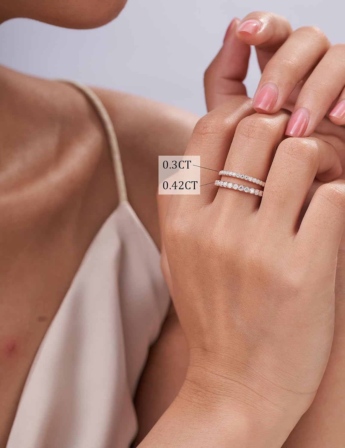 Detalle 1 de IMOLOVE Moissanite Wedding Band in 925 Sterling Silver