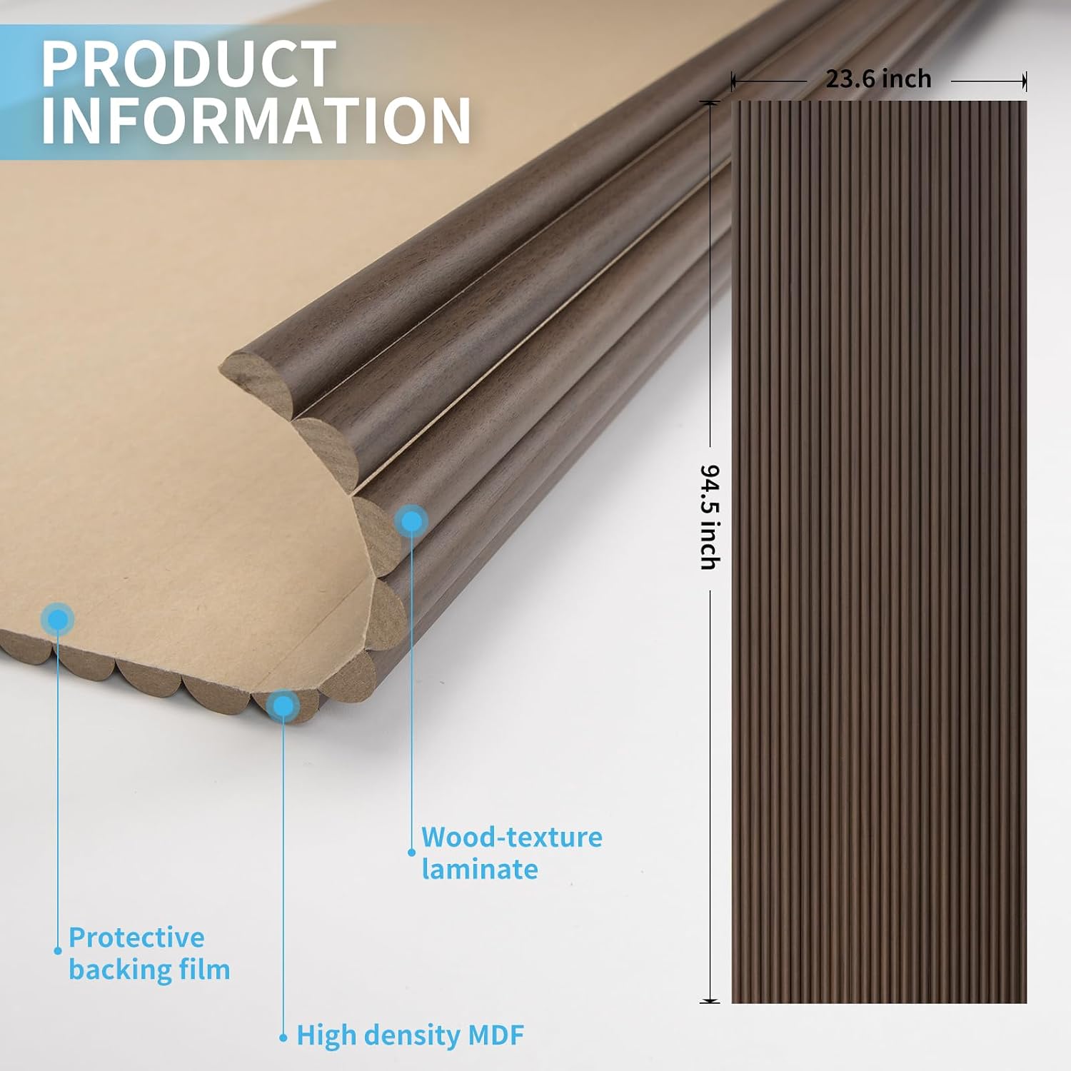 Thumbnail 6 de Art3d A31ct705WA02usz Roll-Flat Beaded Wood Slat Wall Panels, Walnut, 2-Pack
