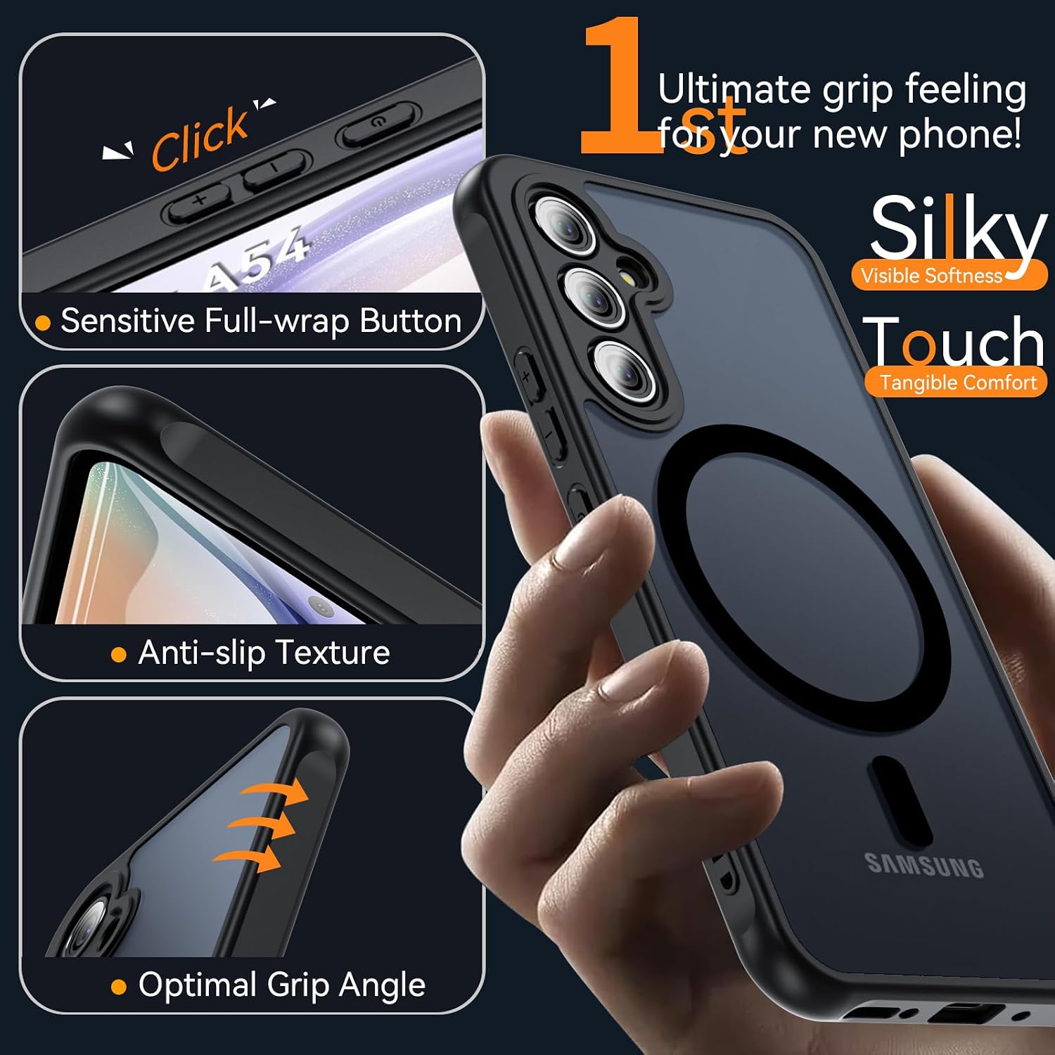 Thumbnail 4 de OWKEY Galaxy A54 5G Hülle Magnetisch Schwarz