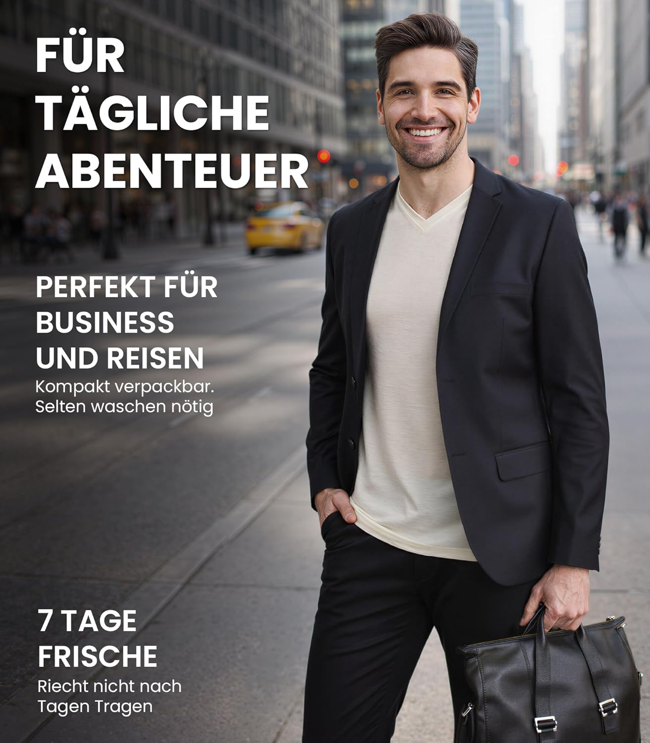 Thumbnail 4 de 100% Merino Wolle Herren T‑Shirt – Leichtes, atmungsaktives Merino-Unterhemd für Sport und Alltag