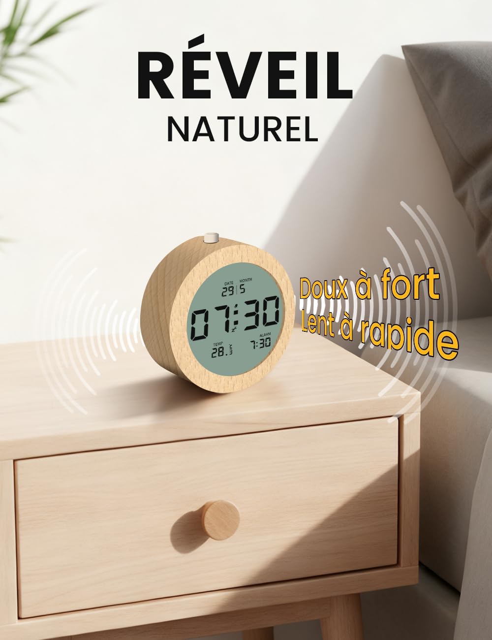 Thumbnail 5 de aboveClock Réveil Numérique bois 9,6 cm