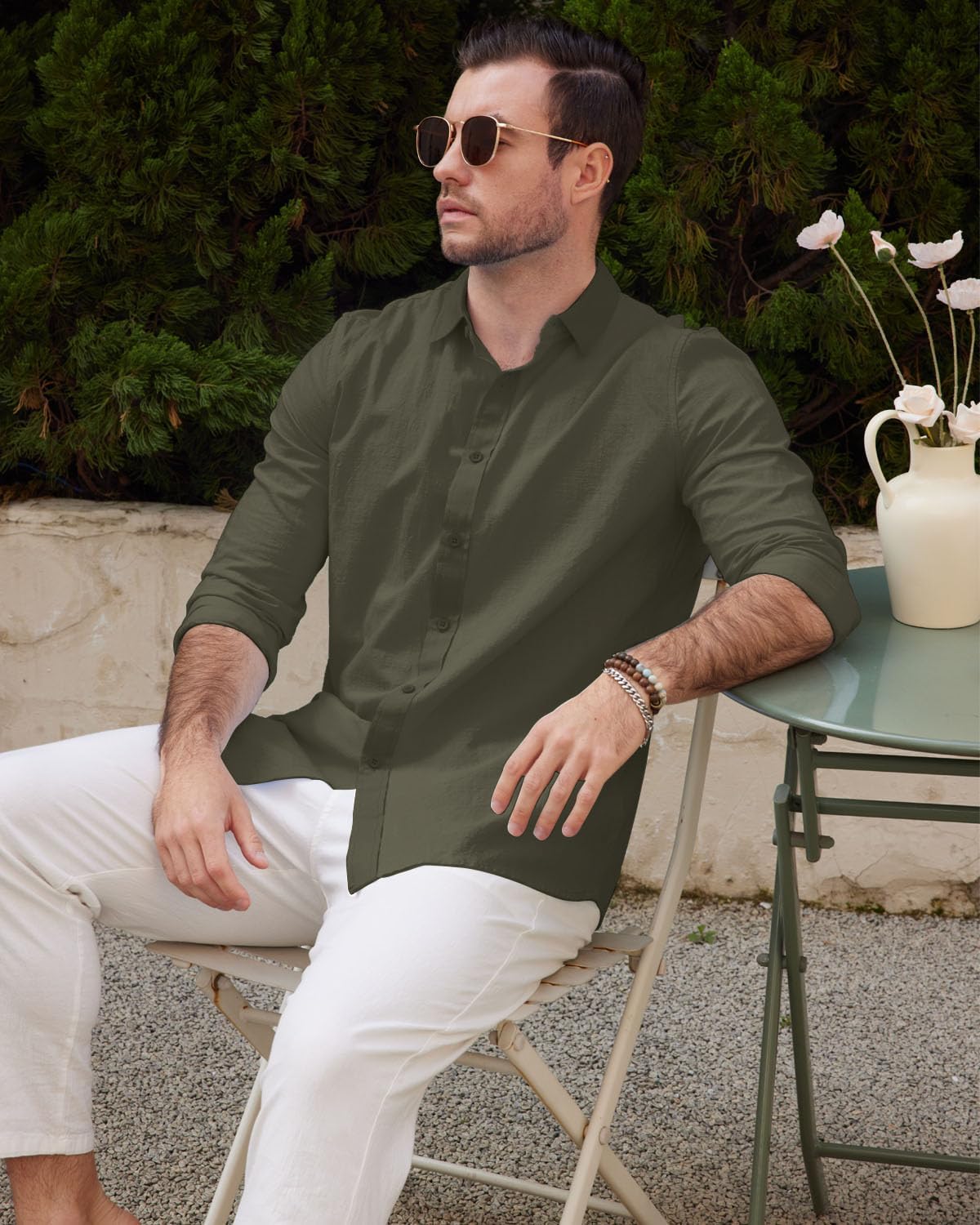 Thumbnail 2 de Friptspyg Leinenhemd Herren – Langarm, Button-Down, Regular Fit, sommerliches Freizeithemd aus Baumwolle/Leinen