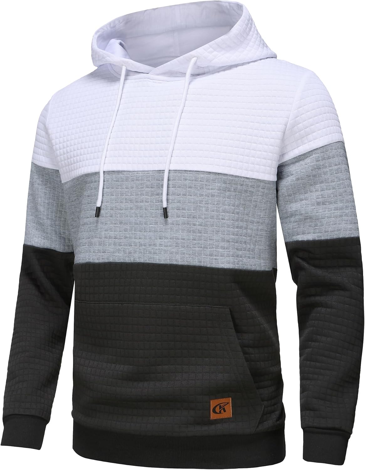 Thumbnail 2 de YuKaiChen men’s pullover plaid jacquard hoodie with drawstring hood and pockets