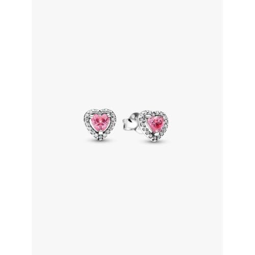 Detalle de Pandora Erhabenes rosafarbenes Herz Ohrstecker 298427C02 – 925-Sterling