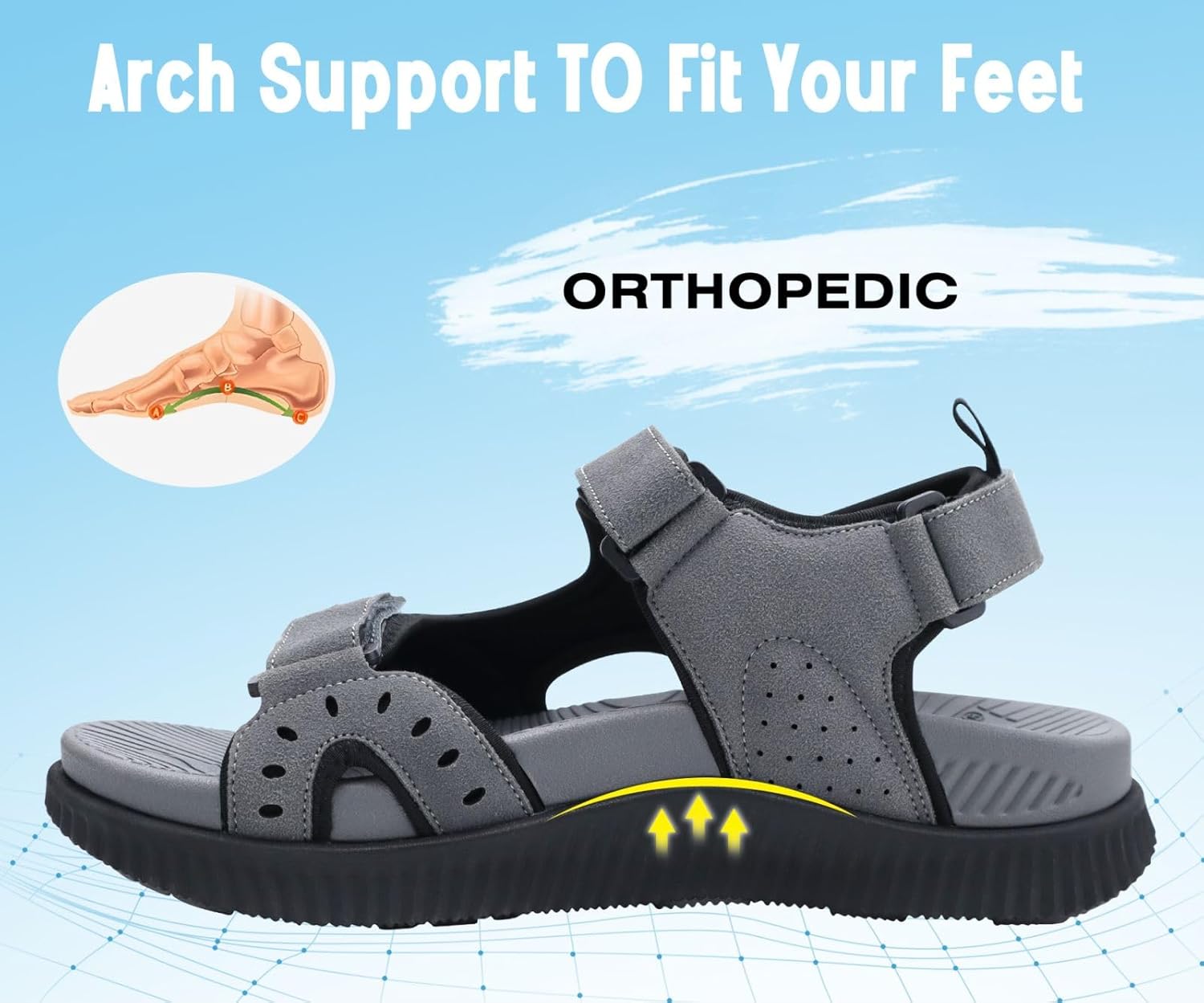 Thumbnail 4 de KuaiLu Herren-Wandersandalen mit orthopädischer Recovery-Dämpfung (Gr. 40–48)