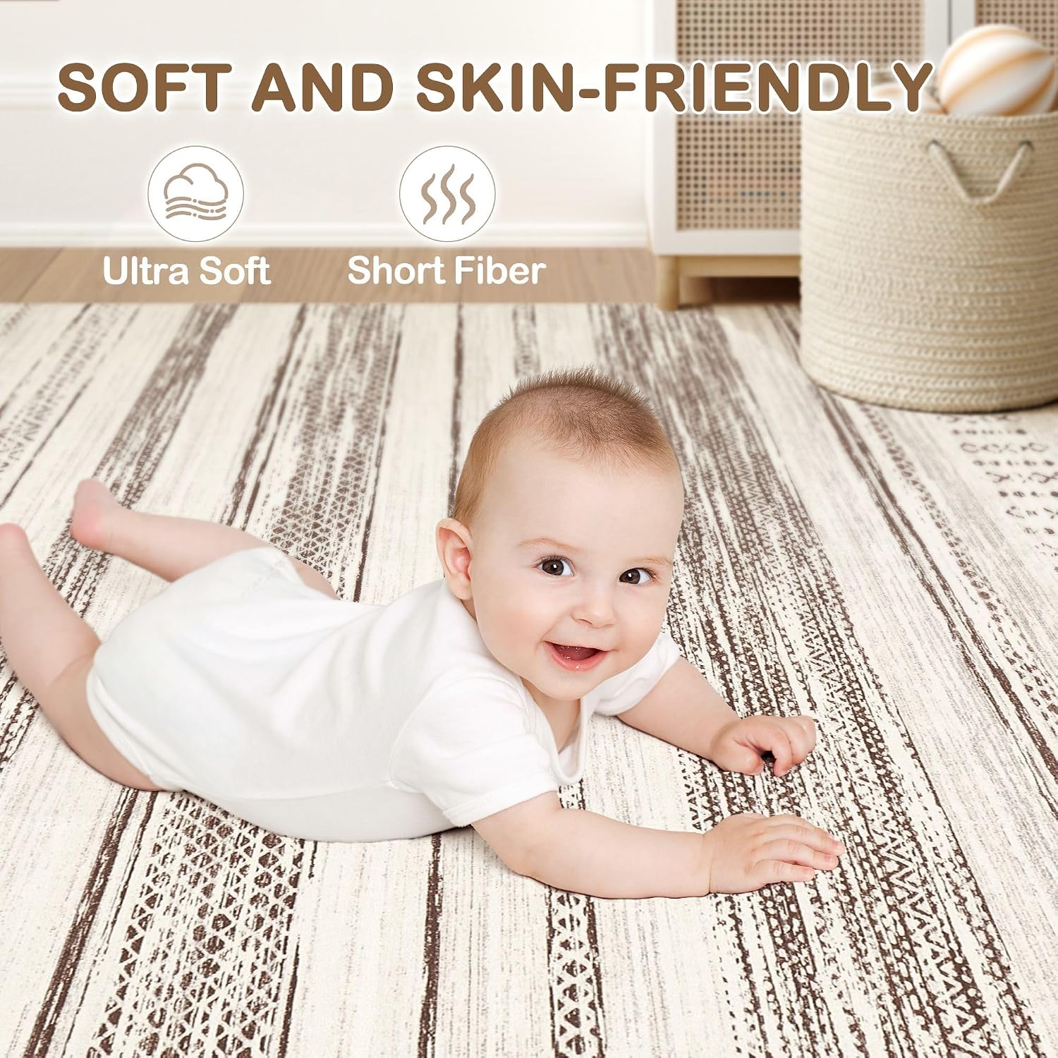 Thumbnail 4 de Tortania 10x12 Washable Area Rug: Soft, Non-Slip Boho-Style Rug for Living Room & More