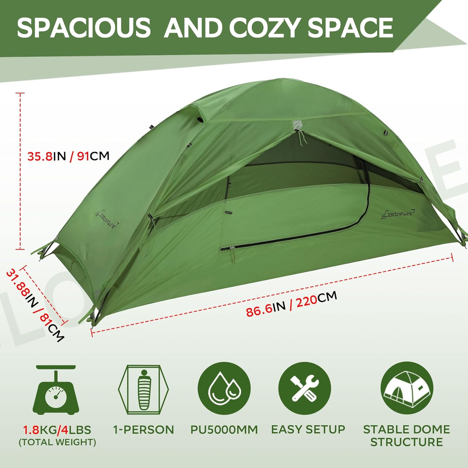 Thumbnail 1 de Clostnature Lightweight Backpacking Tent (1–4 Person, Ultralight) with Waterproof PU 5000 Fly