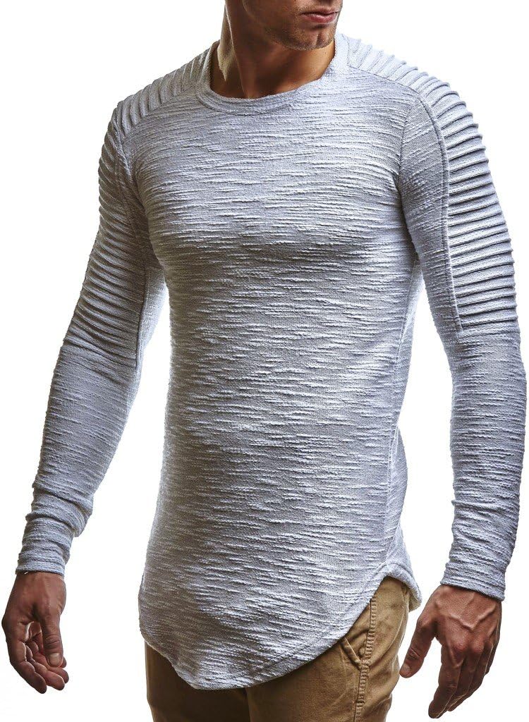Detalle de Leif Nelson LN6326 : hoodie sweat homme à col rond, manches longues et coupe oversize