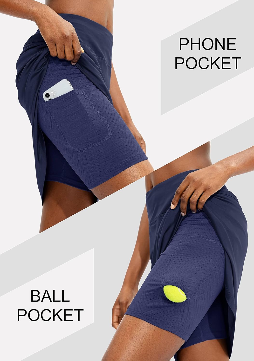 Detalle de Viodia Women's 20" Knee Length Skorts Skirts with UPF50+ for Tennis, Golf, and Casual Summer Wear