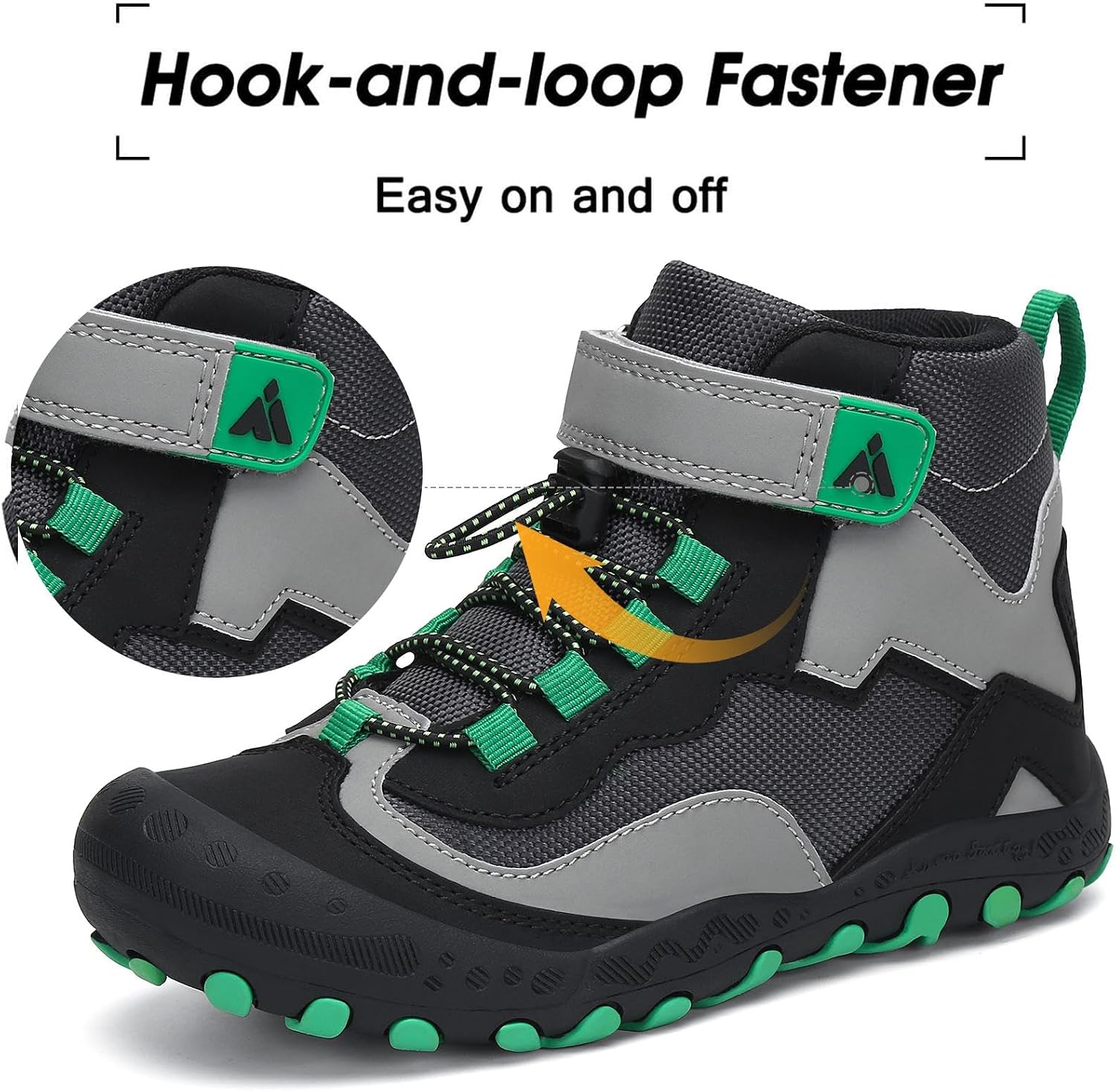 Detalle de Mishansha Kids Hiking Boots: Water-Resistant, Anti-Collision Toe, Non-Slip Outdoor Shoes for Toddlers
