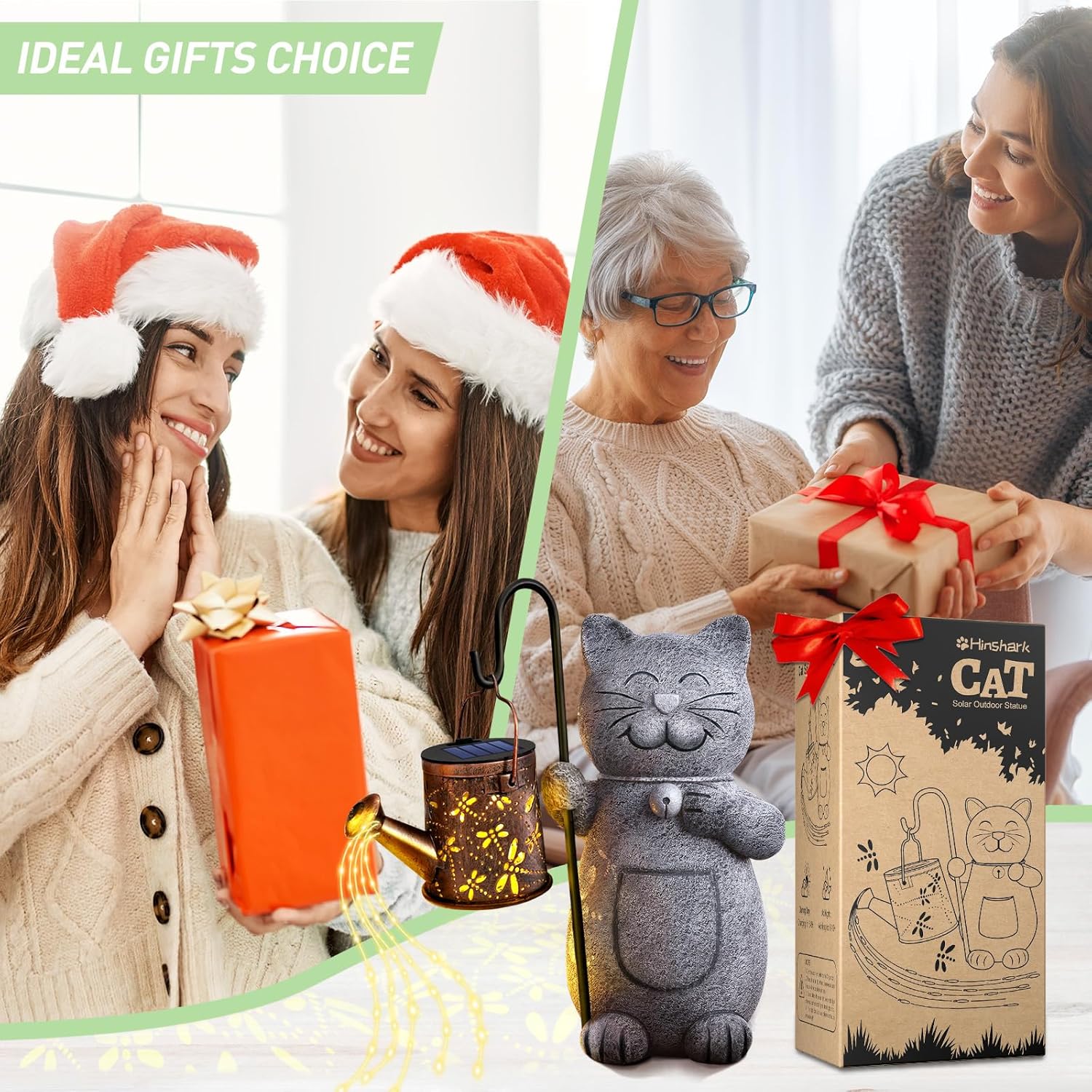 Thumbnail 5 de Hinshark Cat Garden Ornament with Solar Lantern