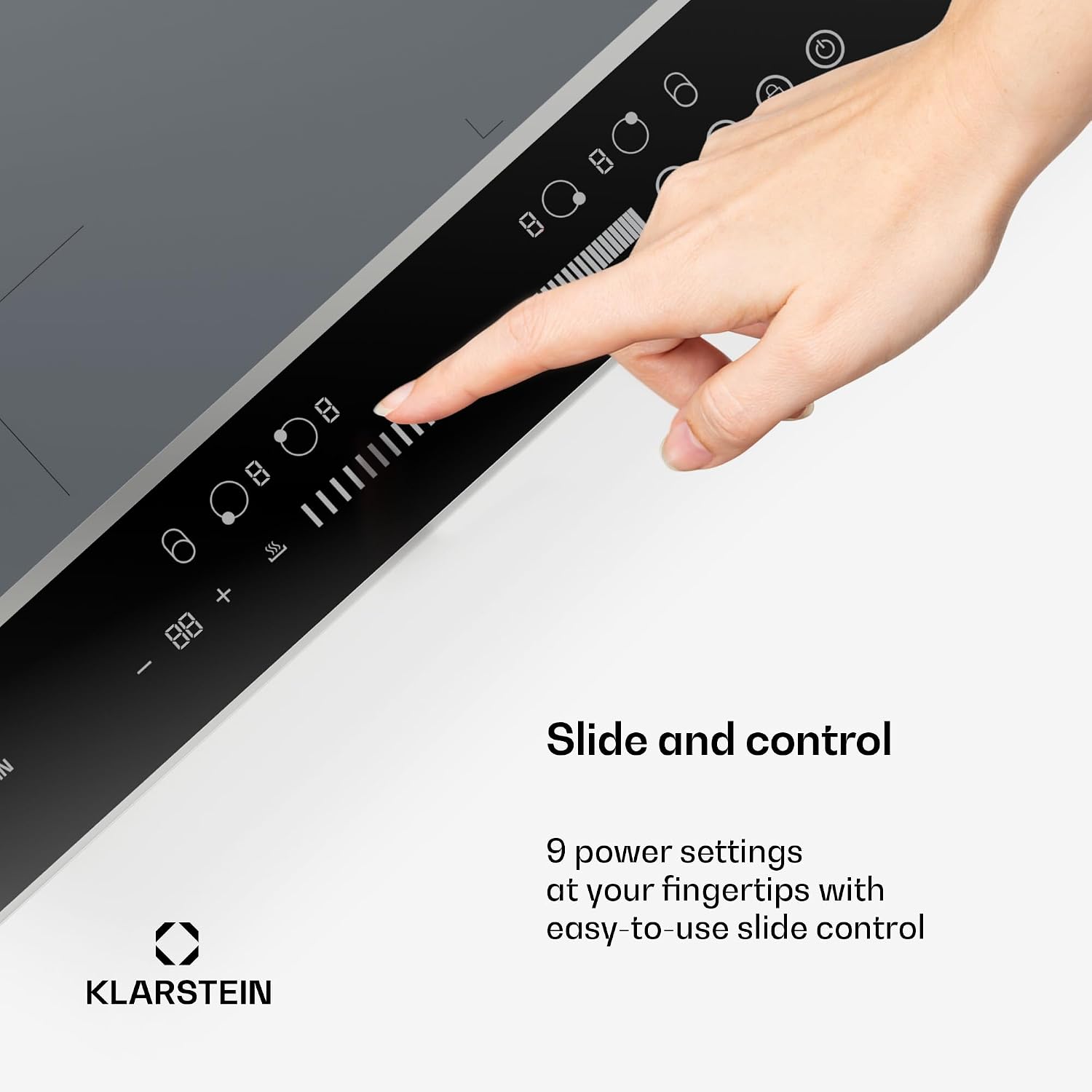 Detalle de Klarstein DualTone Hybrid 60 cm Induction Hob, 4 Zones, Flex Zone, 7200W
