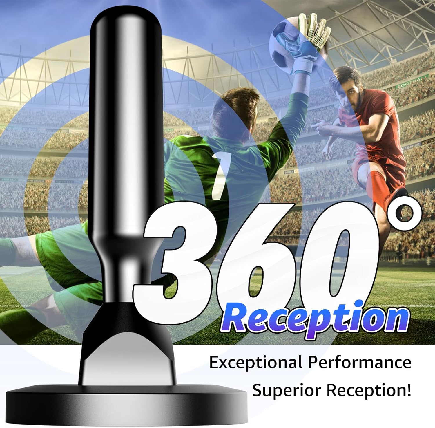 Thumbnail 5 de AtomDream Tech Indoor TV Aerial with Magnetic Base (Digital, 4K/1080P) + 5m Coaxial Cable