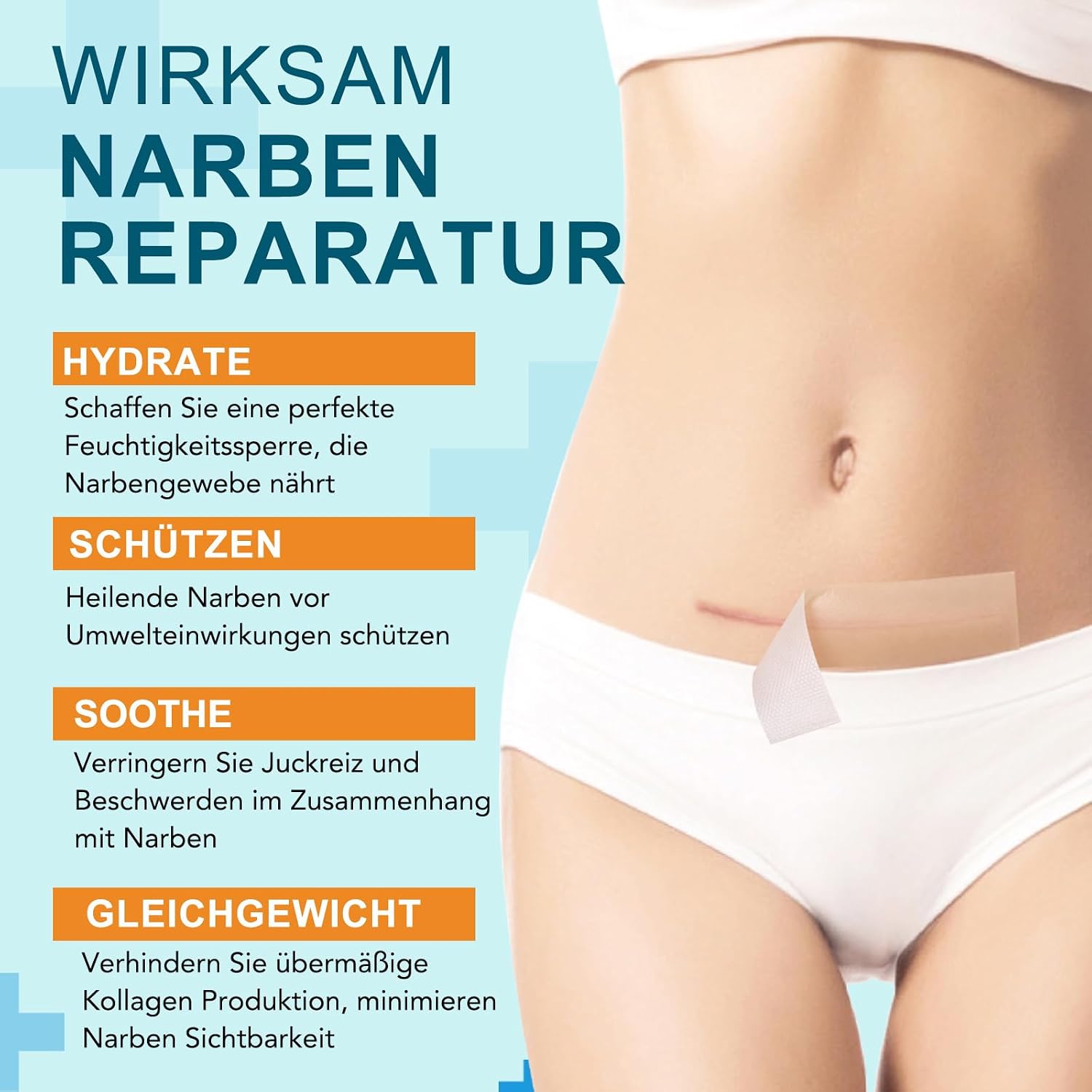 Detalle de Silikonpflaster für Narben (4 cm x 190 cm) – wiederverwendbare Silikon-Narbenblätter für postoperative Wunden, Kaiserschnitt & Verletzungen