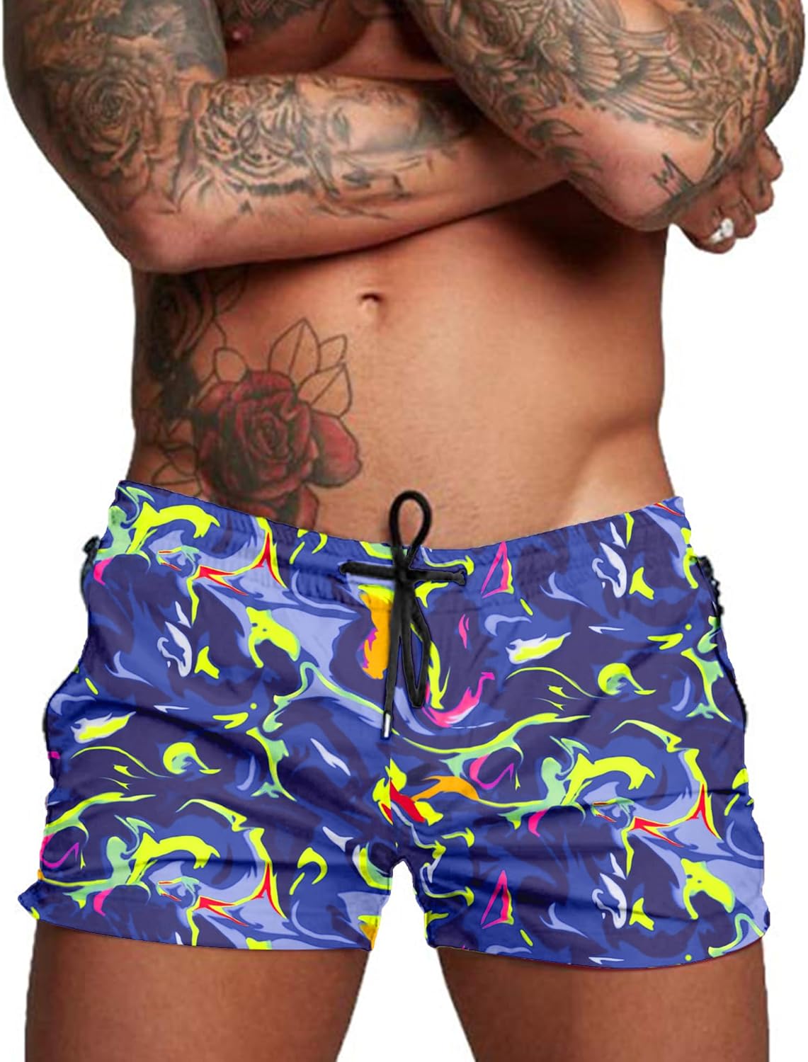Detalle de COOFANDY Men's Swim Trunk with Quick Dry Fabric, Mesh Lining, and Zip Pockets