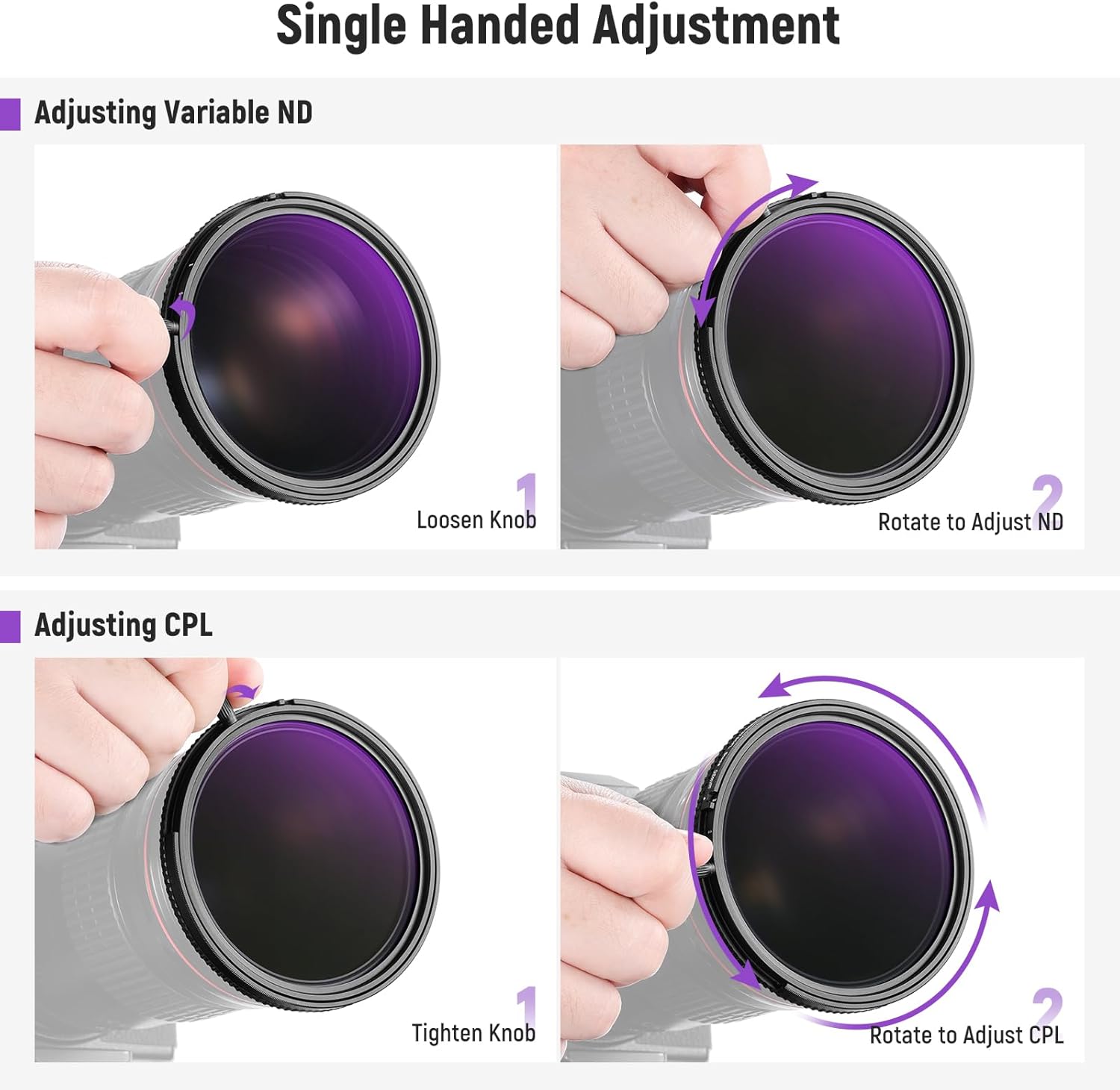 Thumbnail 6 de NEEWER True Colors 58mm Variabler ND2–32 & CPL Magnet-Filterset (2-in-1, einstellbar)